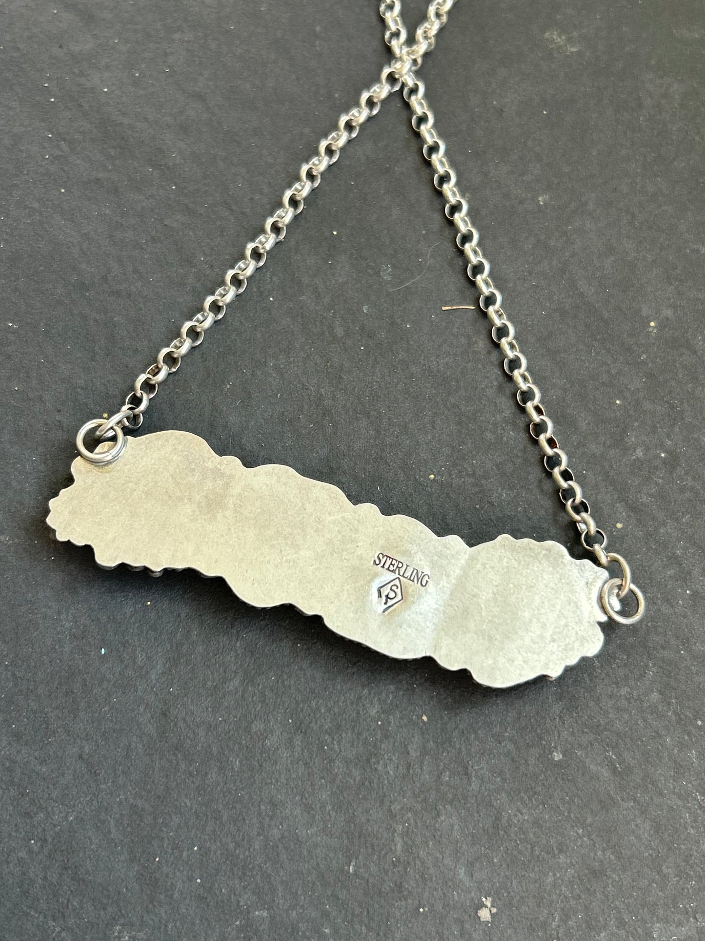 4-Stone Pink Conch Heart Bar Necklace