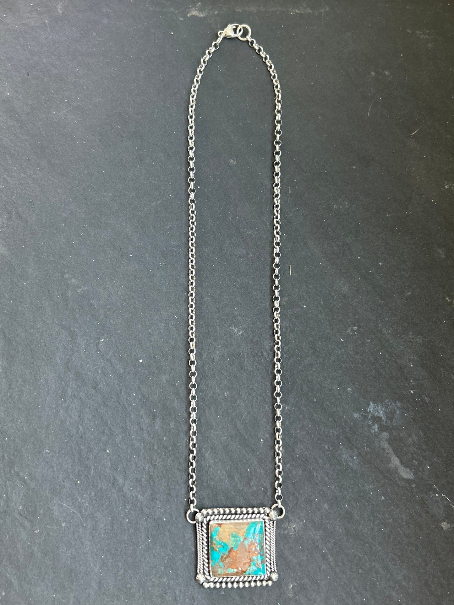Easter Blue Turquoise Bar Necklace