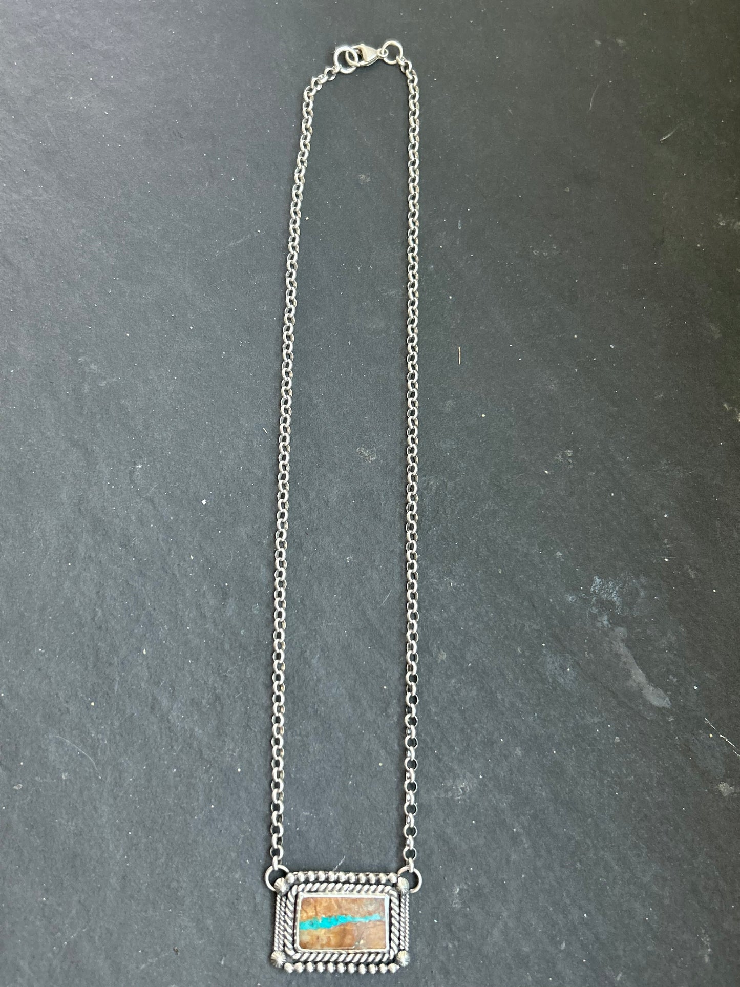 Ribbon Easter Blue Turquoise Bar Necklace