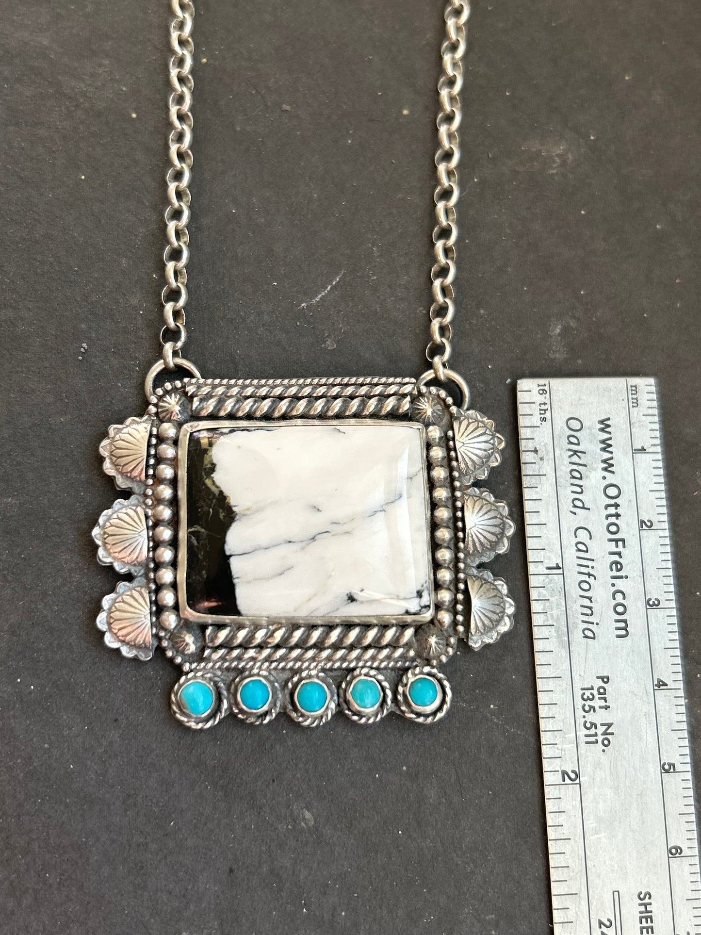 White Buffalo + Kingman Turquoise Bar Necklace