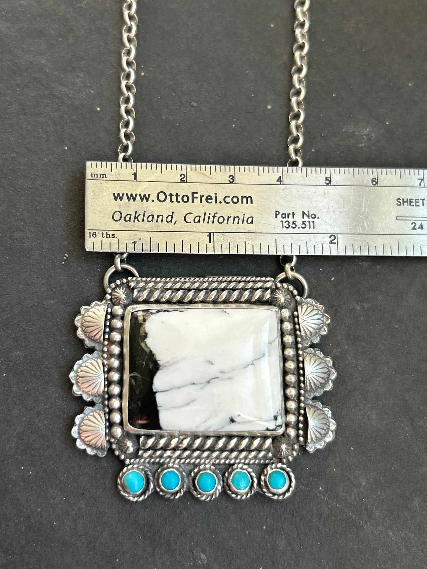 White Buffalo + Kingman Turquoise Bar Necklace