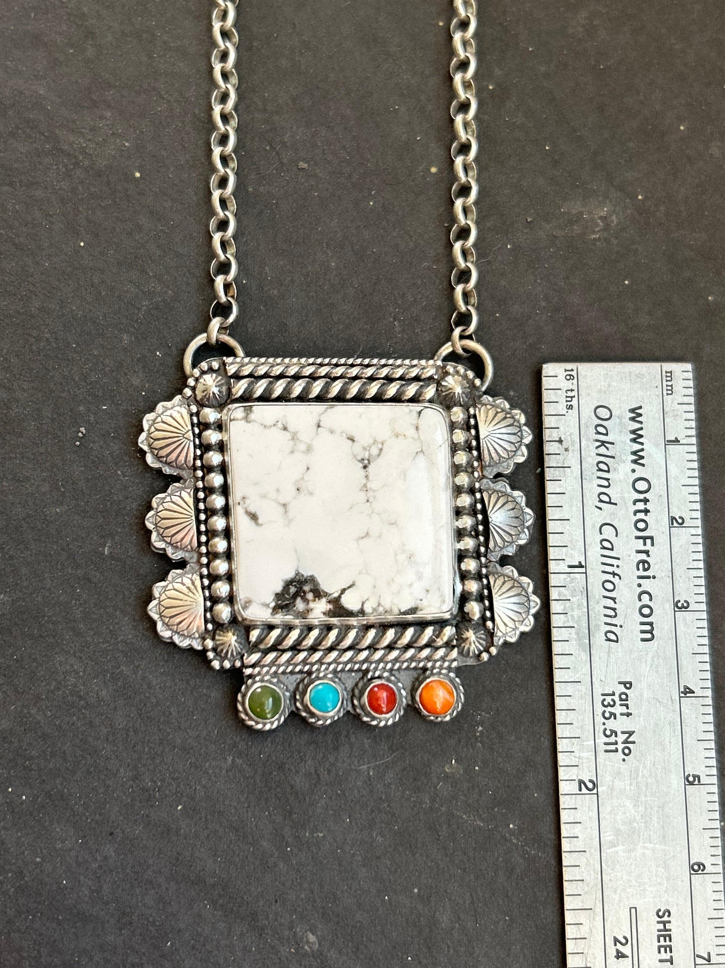 White Buffalo Rainbow Square Bar Necklace