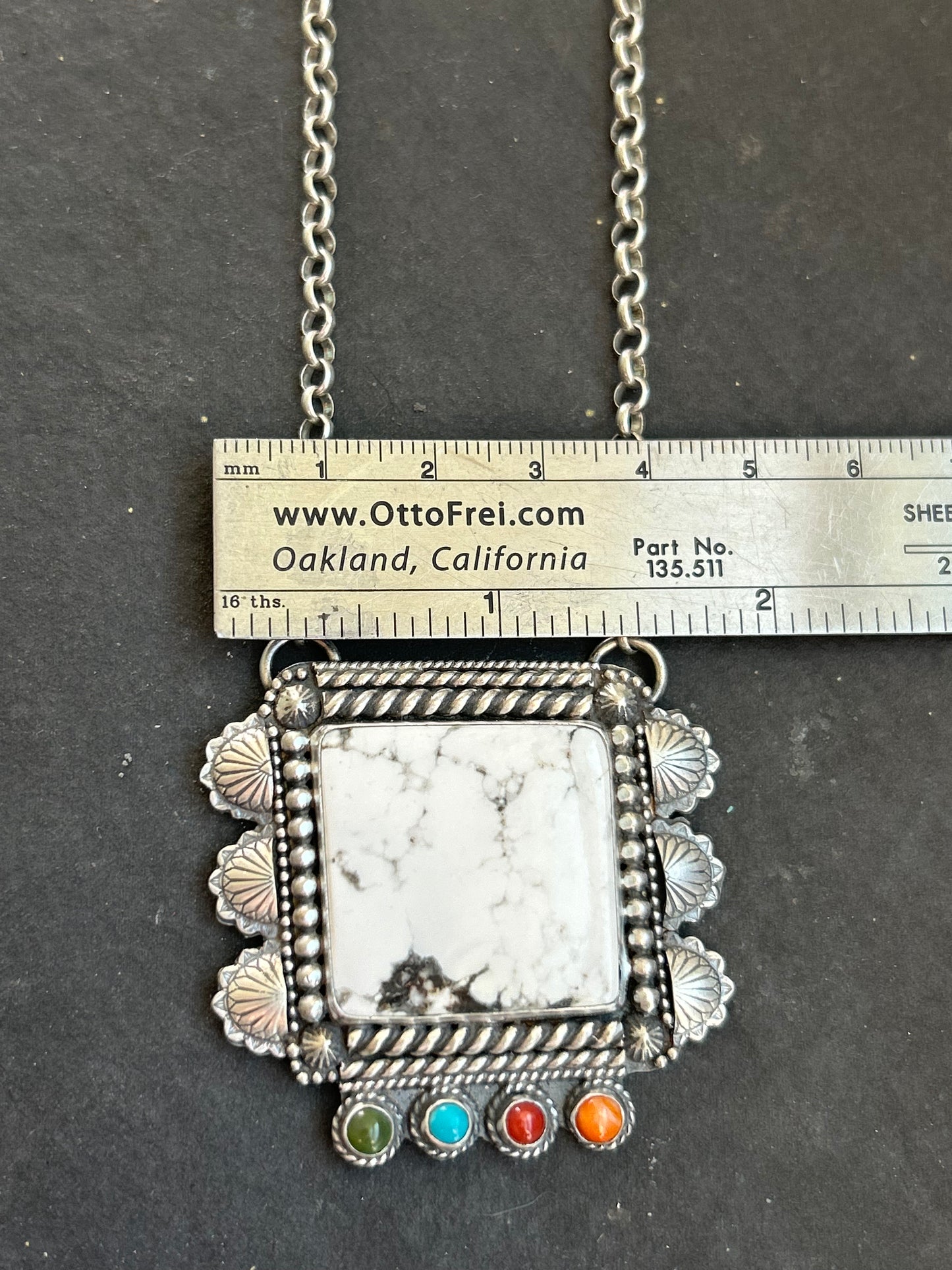 White Buffalo Rainbow Square Bar Necklace
