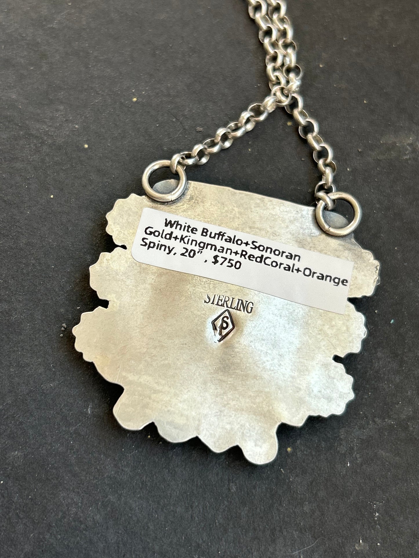 White Buffalo Rainbow Square Bar Necklace