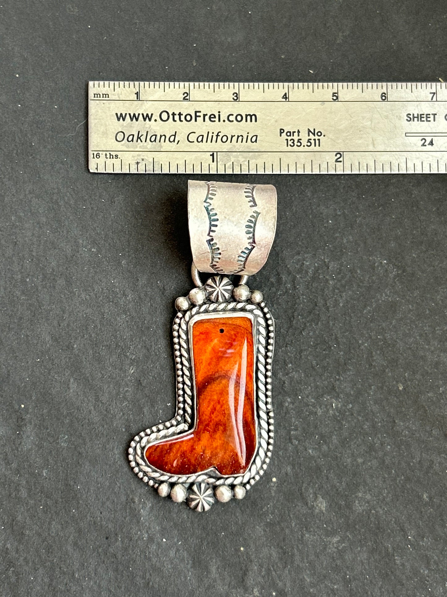 Orange Spiny Oyster Cowboy Boot Pendant