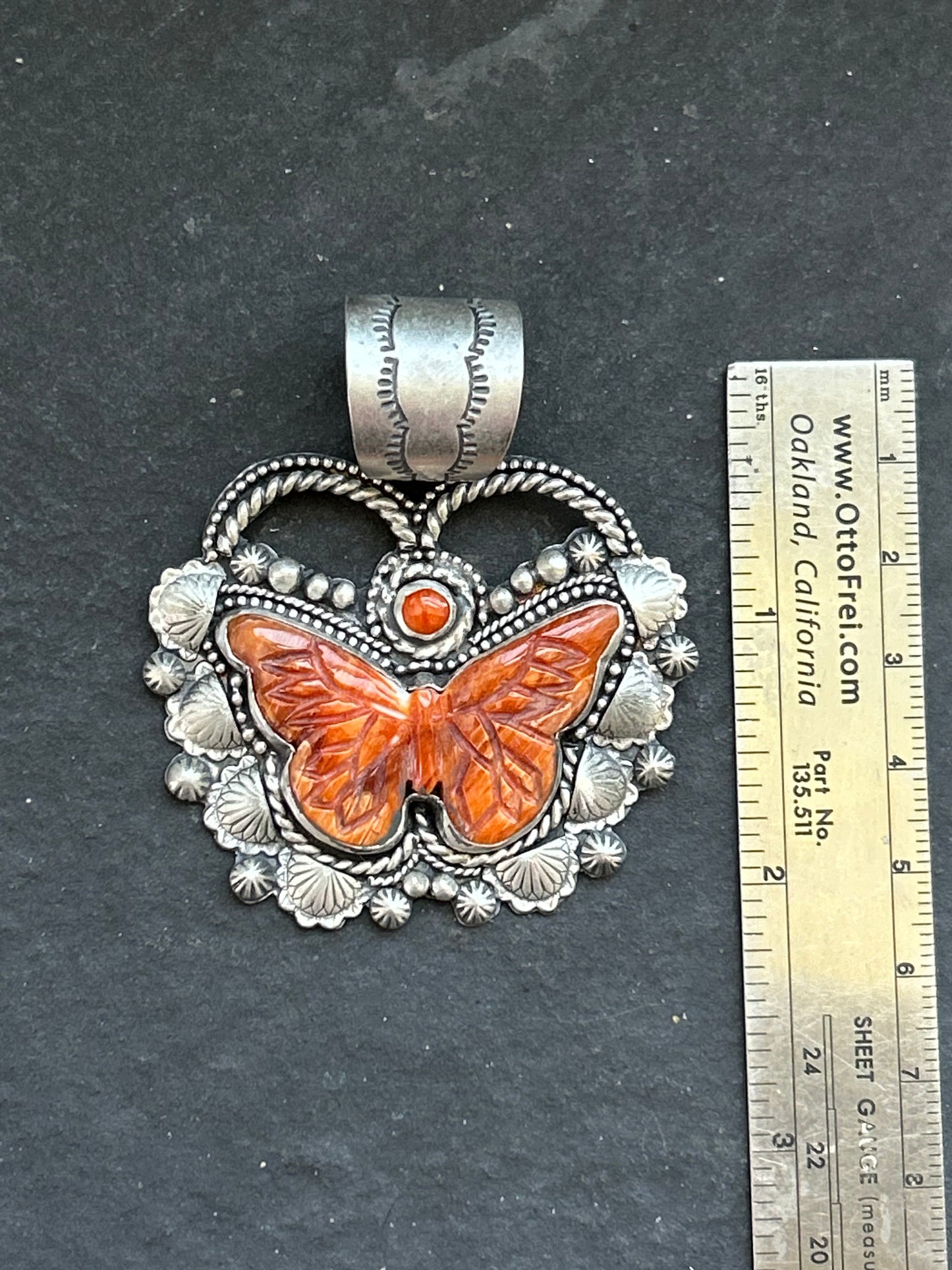 Orange Spiny Oyster Flutterby Pendant