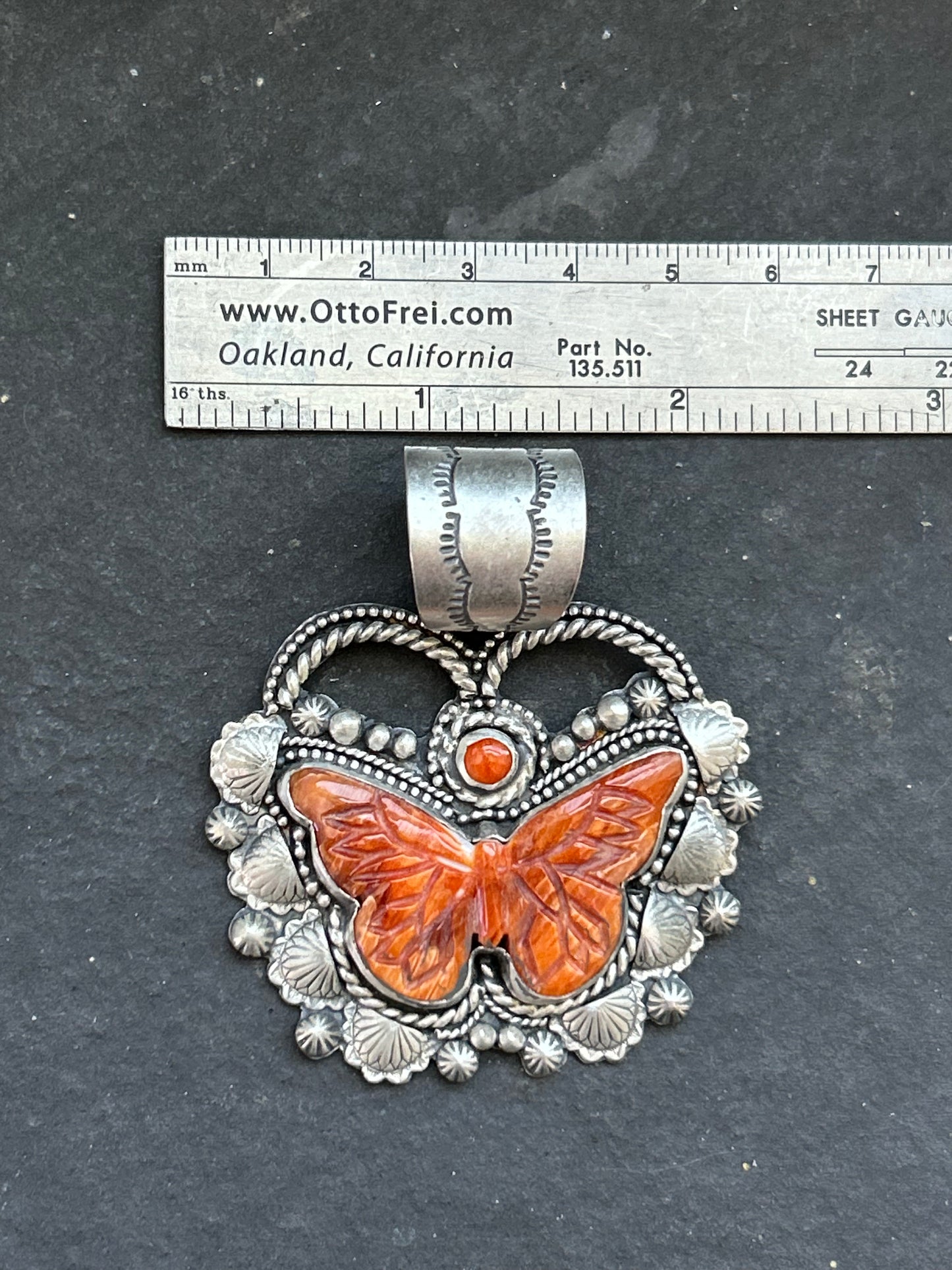 Orange Spiny Oyster Flutterby Pendant