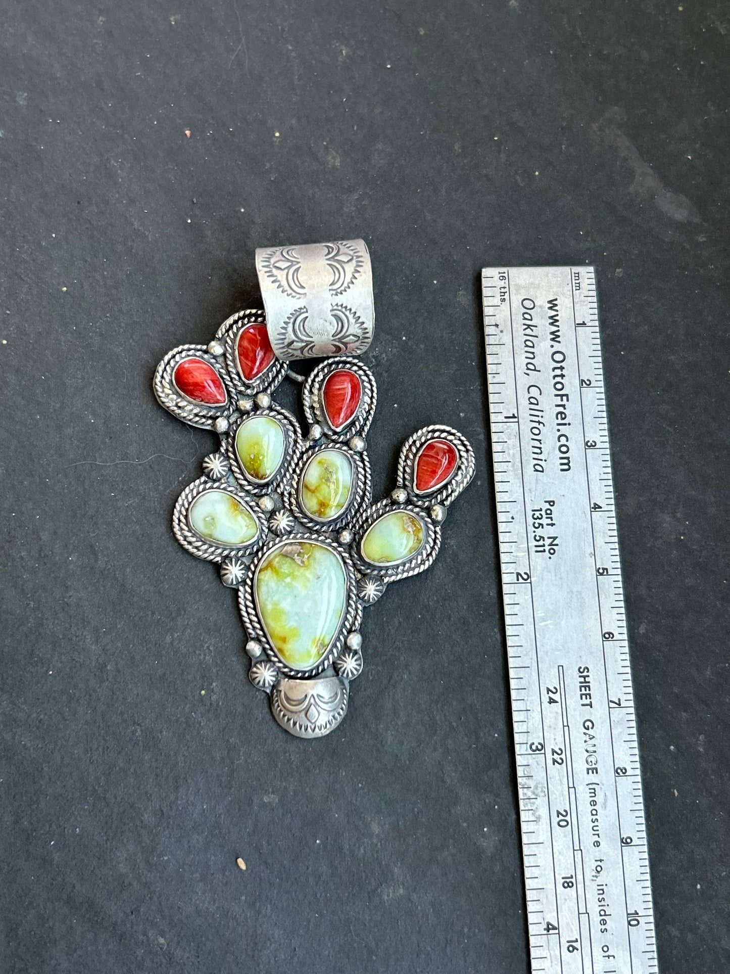 Palomino + Red Spiny Cactus Pendant Style #1