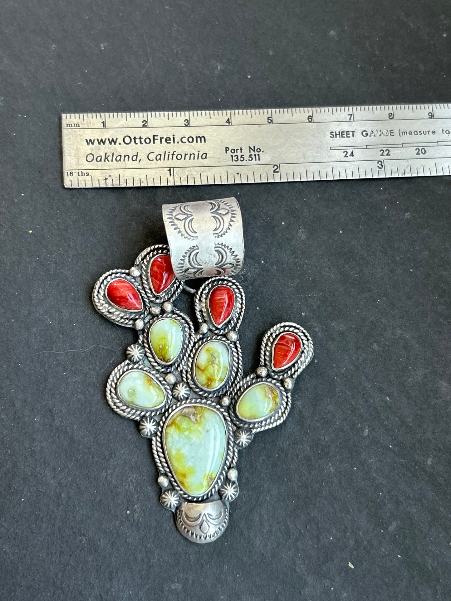 Palomino + Red Spiny Cactus Pendant Style #1