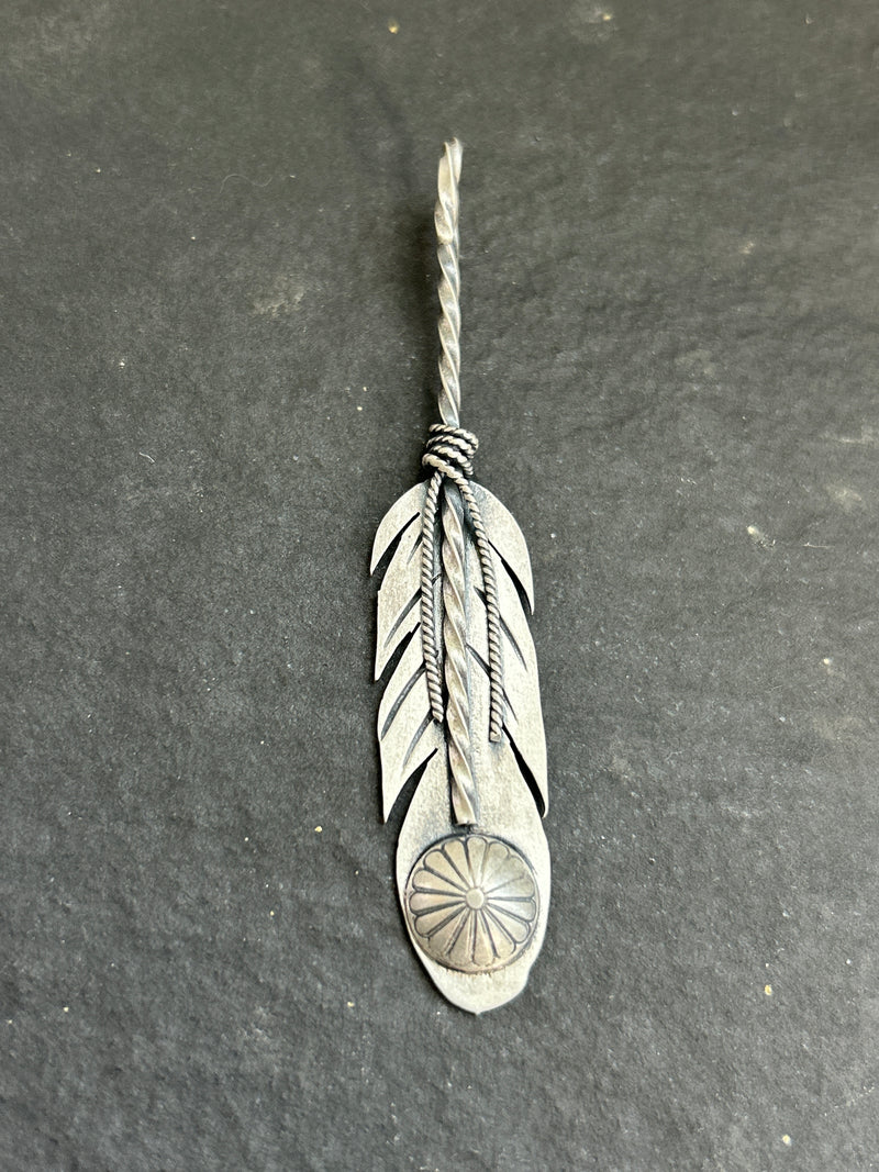 Sterling Silver Ponca Pearl Convertible Feather Hat Pin/Pendant