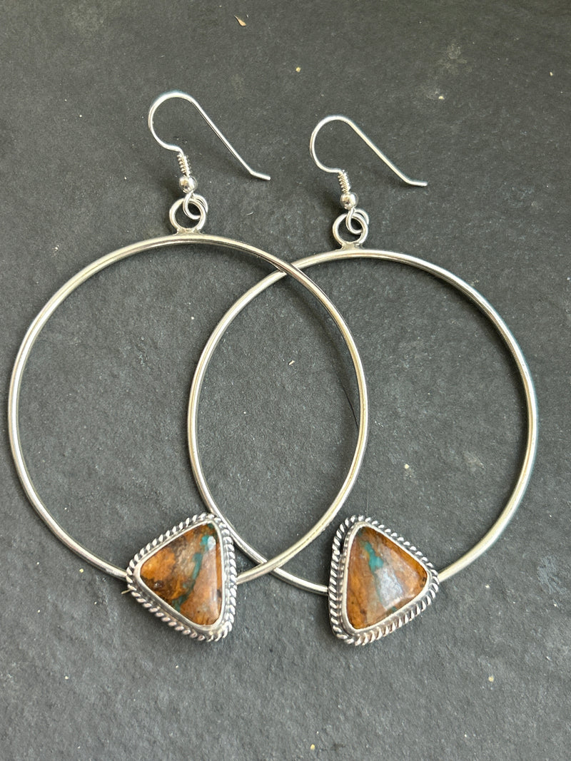 Ribbon Royston Turquoise Dangle Hoop Earrings