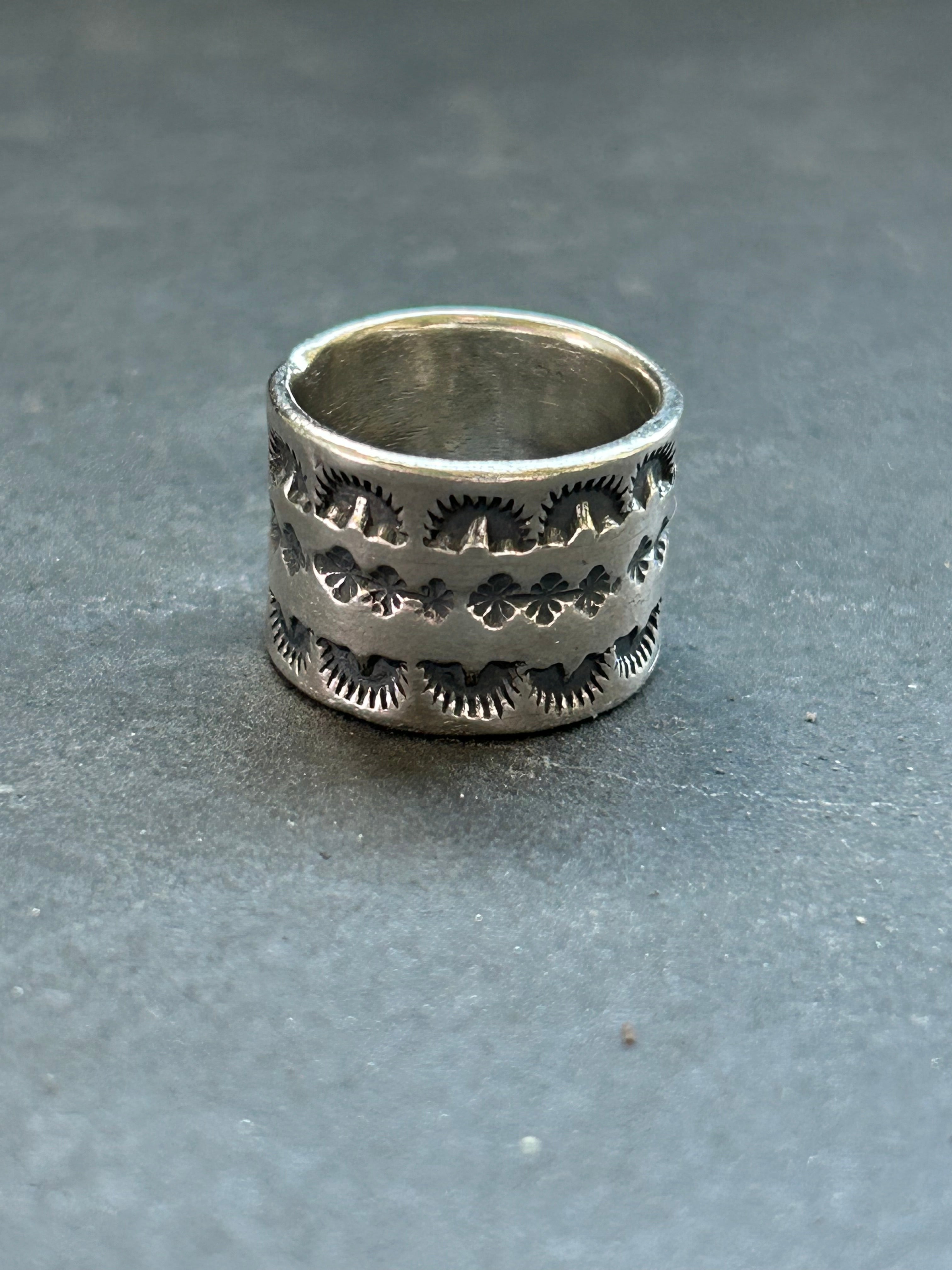 Sterling Silver Wide Band Stamped Stacking Ring Size 3.5 Style #1