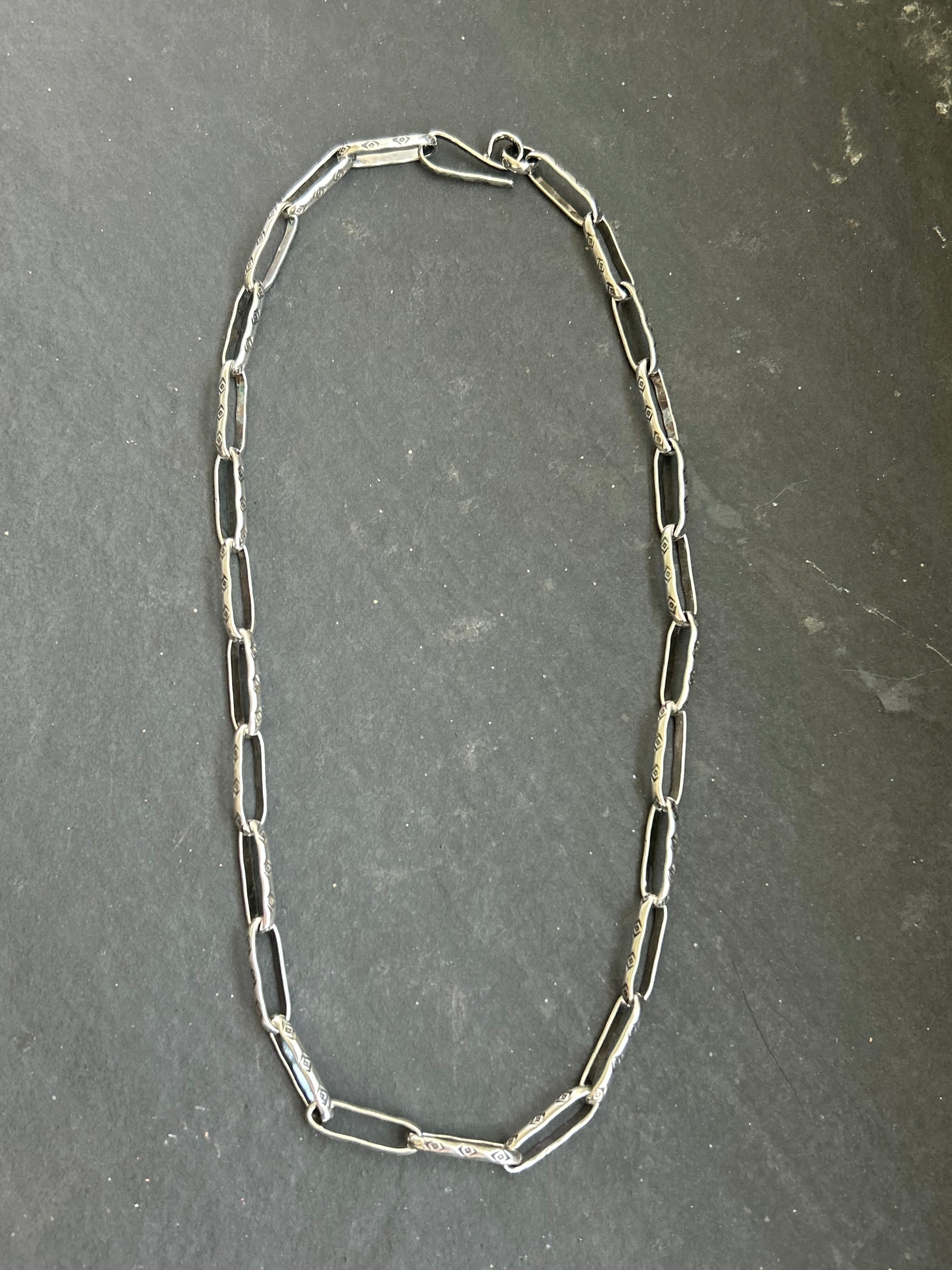 Sterling Silver Large Link Medicine Man Eye Pattern Paperclip Chain