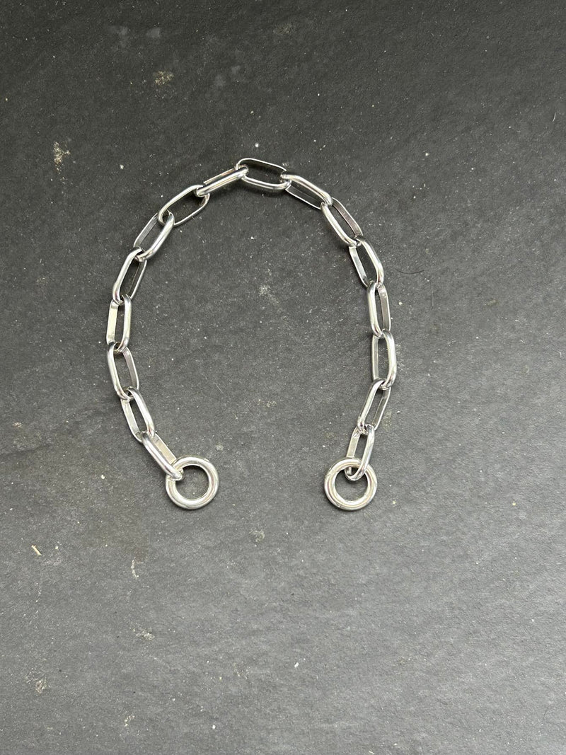Sterling Silver Medium Link Dainty Paperclip Twilly Rag Slider Bracelet Converter Chain
