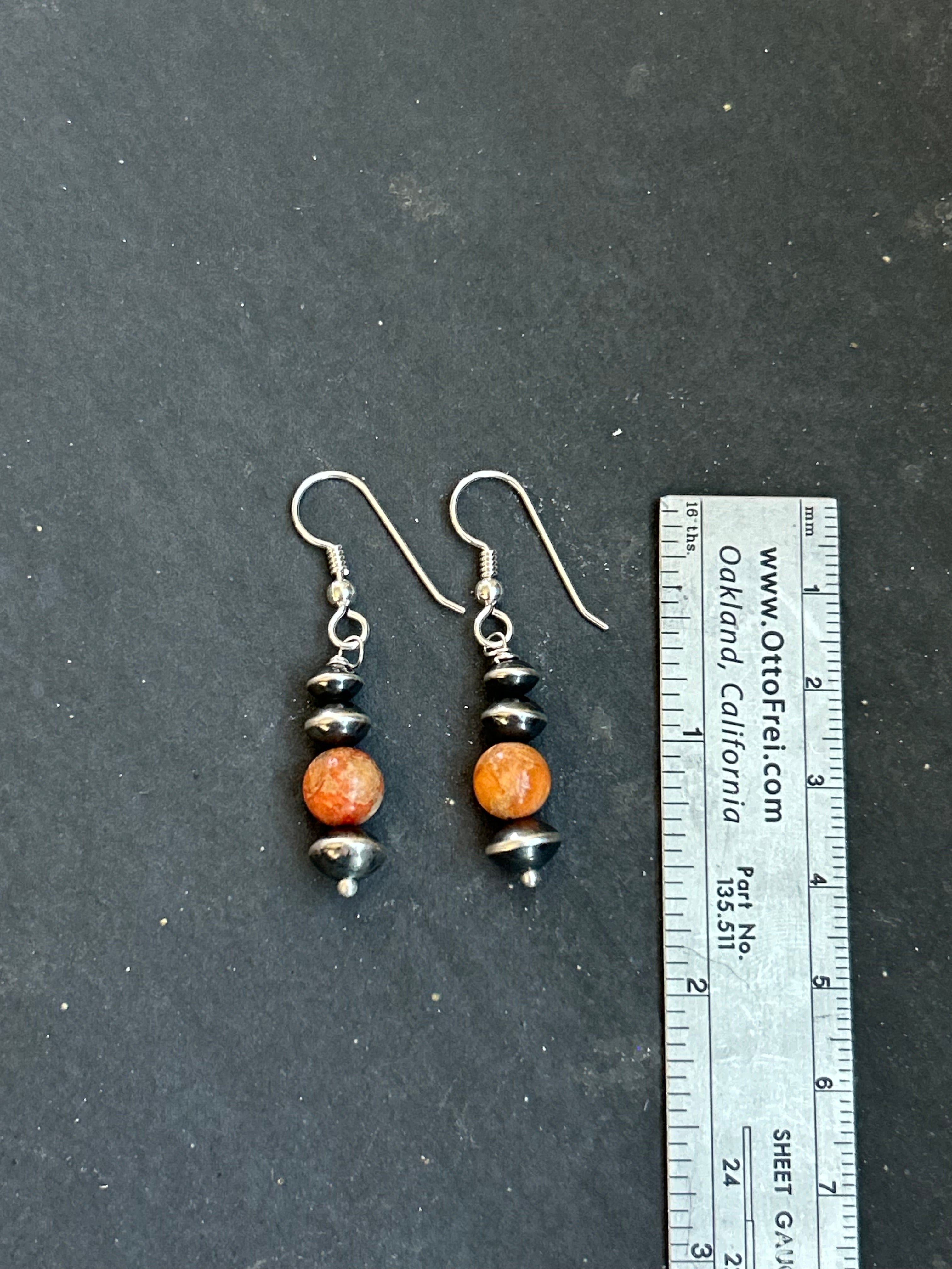 Bone Coral Tapered Saucer Dangle Earrings