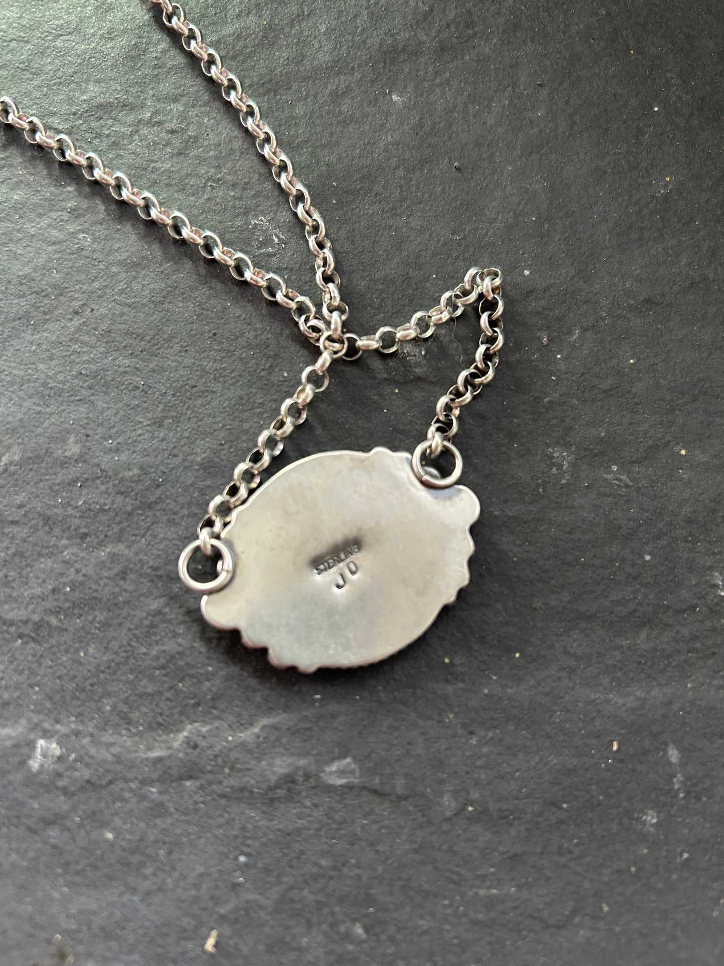 Sterling Silver + Vintage Buffalo Nickel 18" Fixed Chain Necklace Indian Side