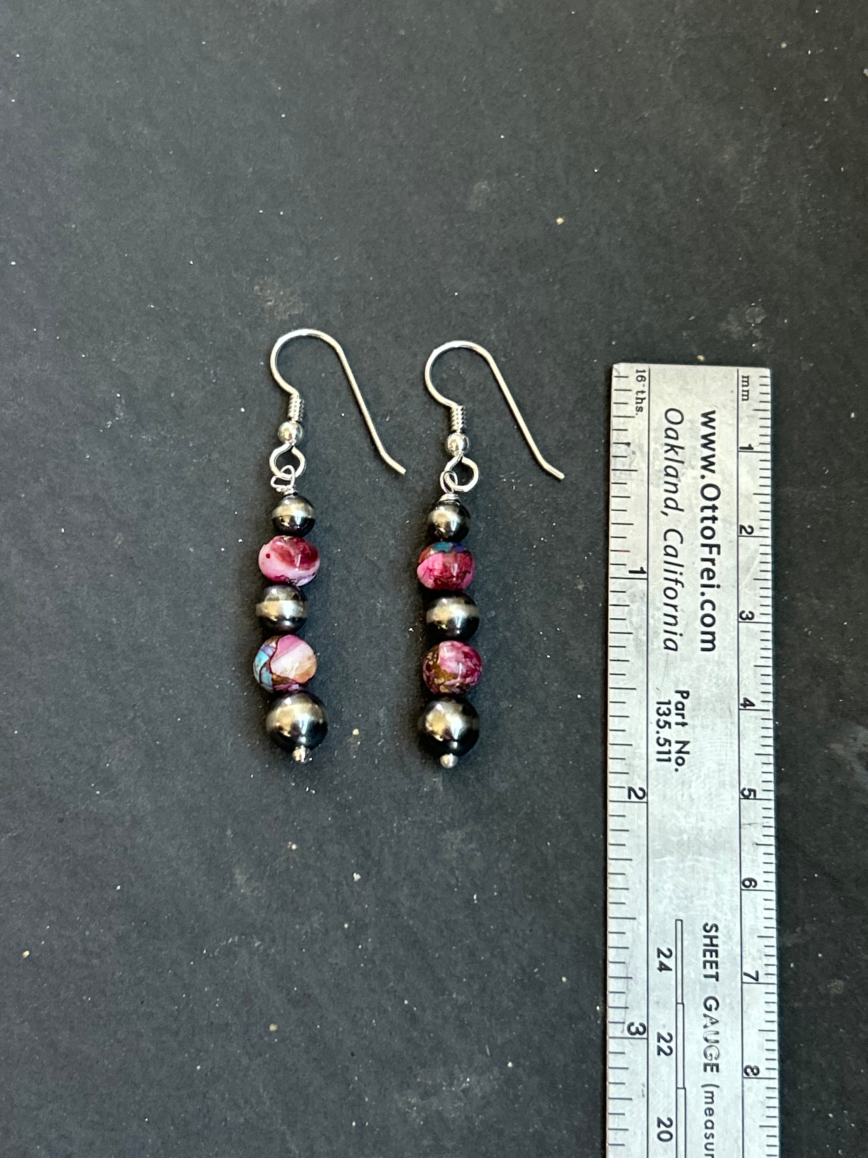 Sterling Silver Pink Dahlia Tapered Round Earrings Style #2