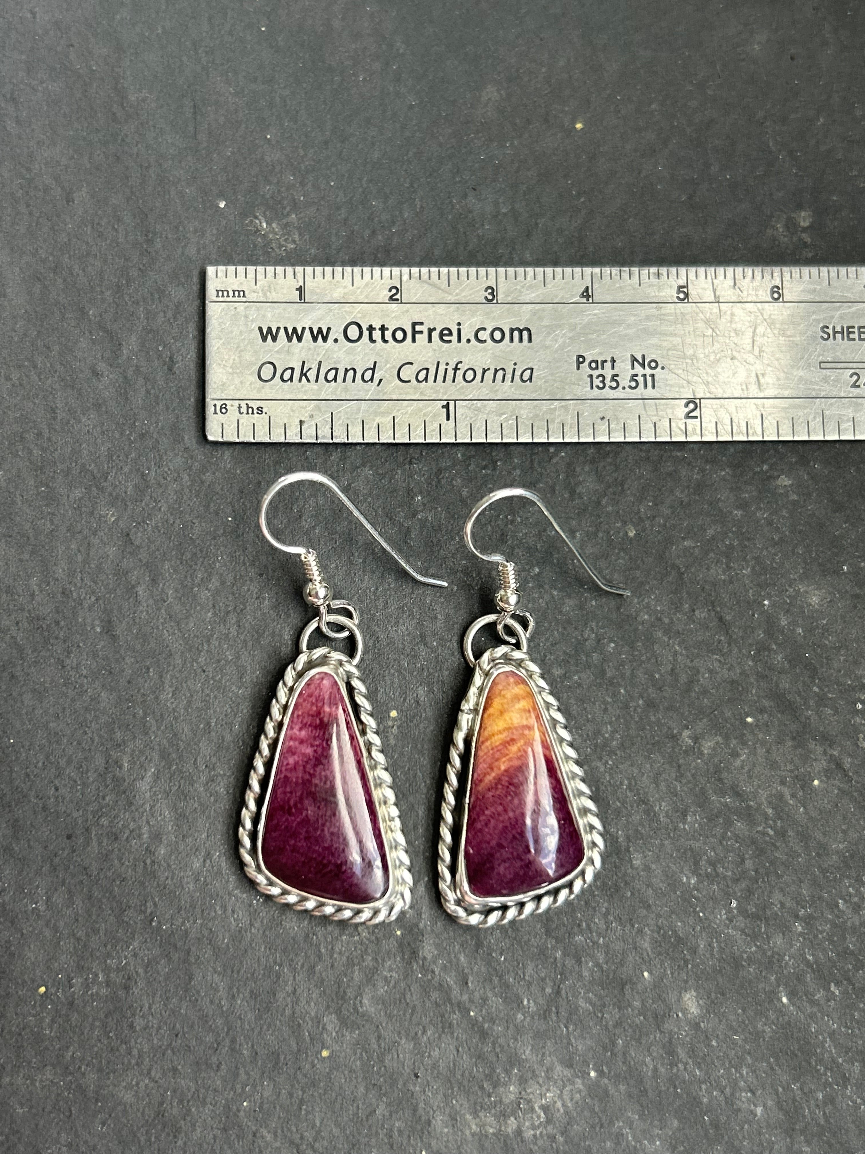 Sunset Spiny Oyster Dangle Earrings