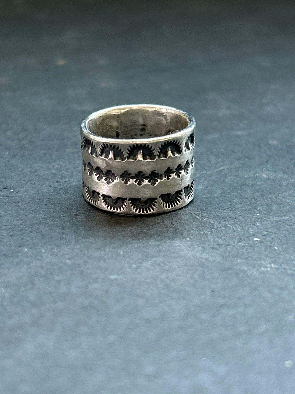 Wide Band Stamped Stacking Ring Size 4.5 Style #2