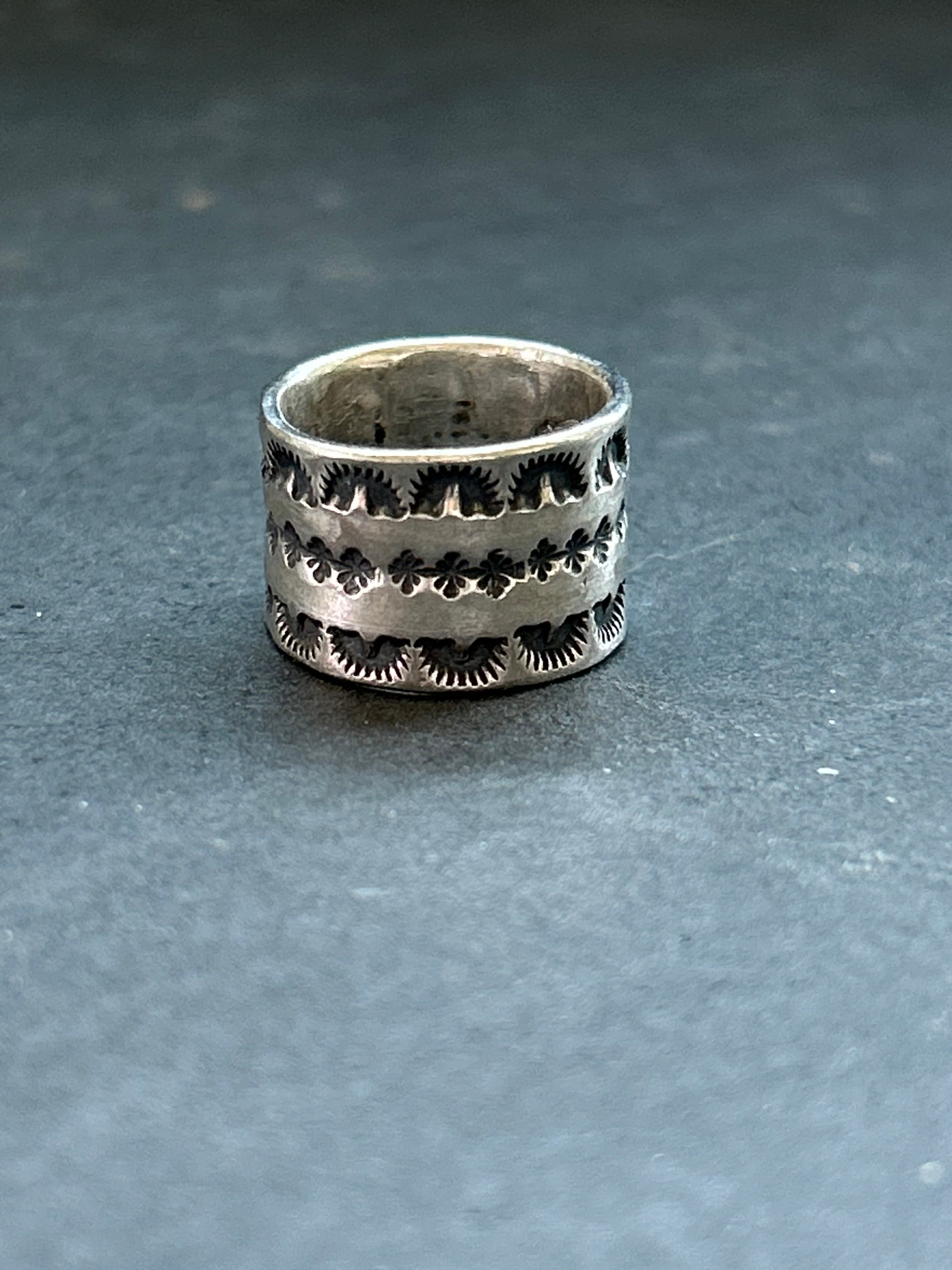 Wide Band Stamped Stacking Ring Size 4.5 Style #2