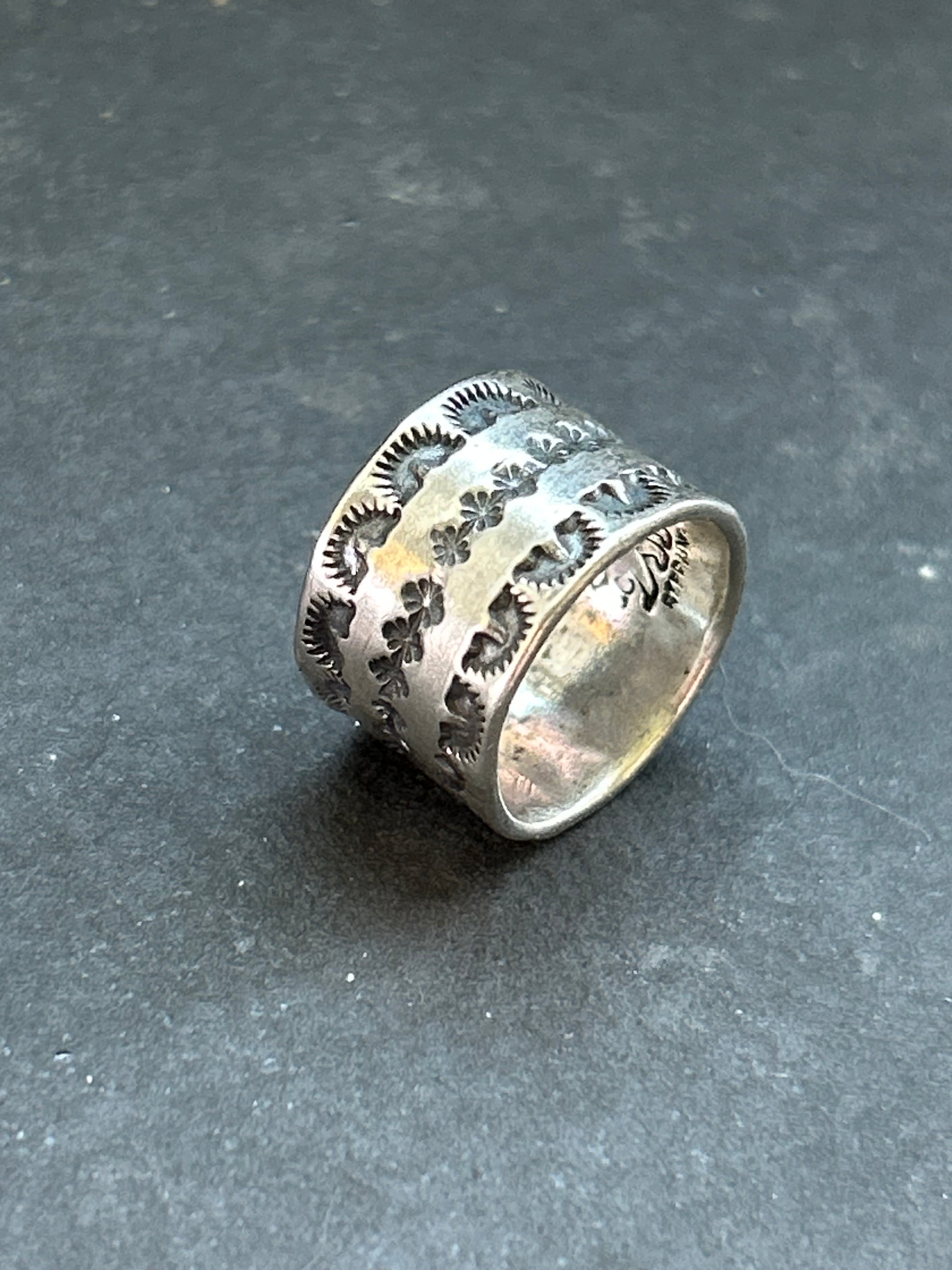 Wide Band Stamped Stacking Ring Size 4.5 Style #2