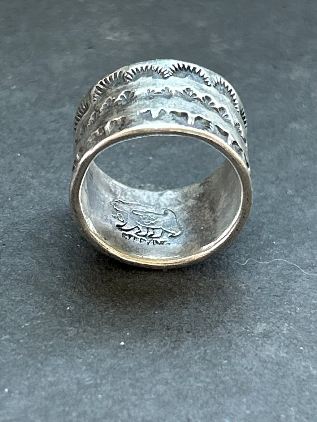 Wide Band Stamped Stacking Ring Size 4.5 Style #2