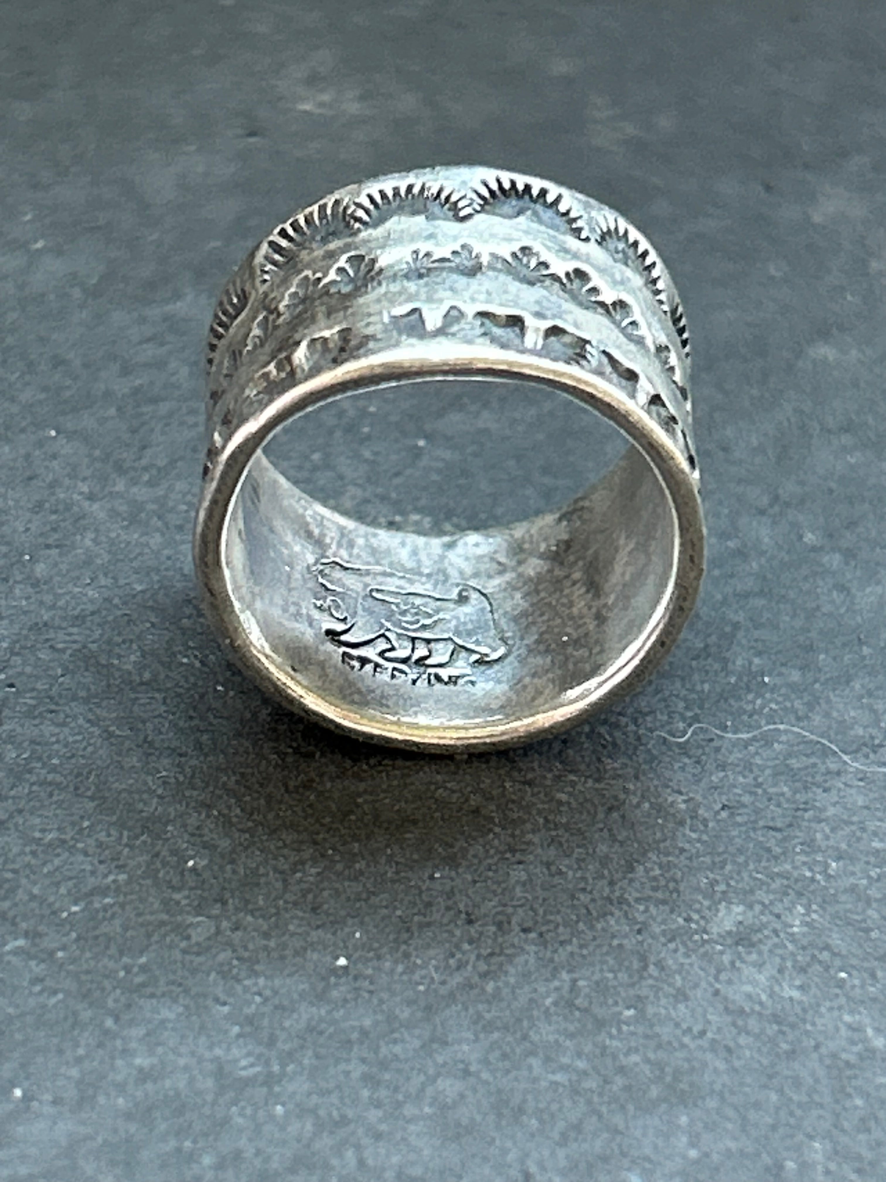 Wide Band Stamped Stacking Ring Size 4.5 Style #2