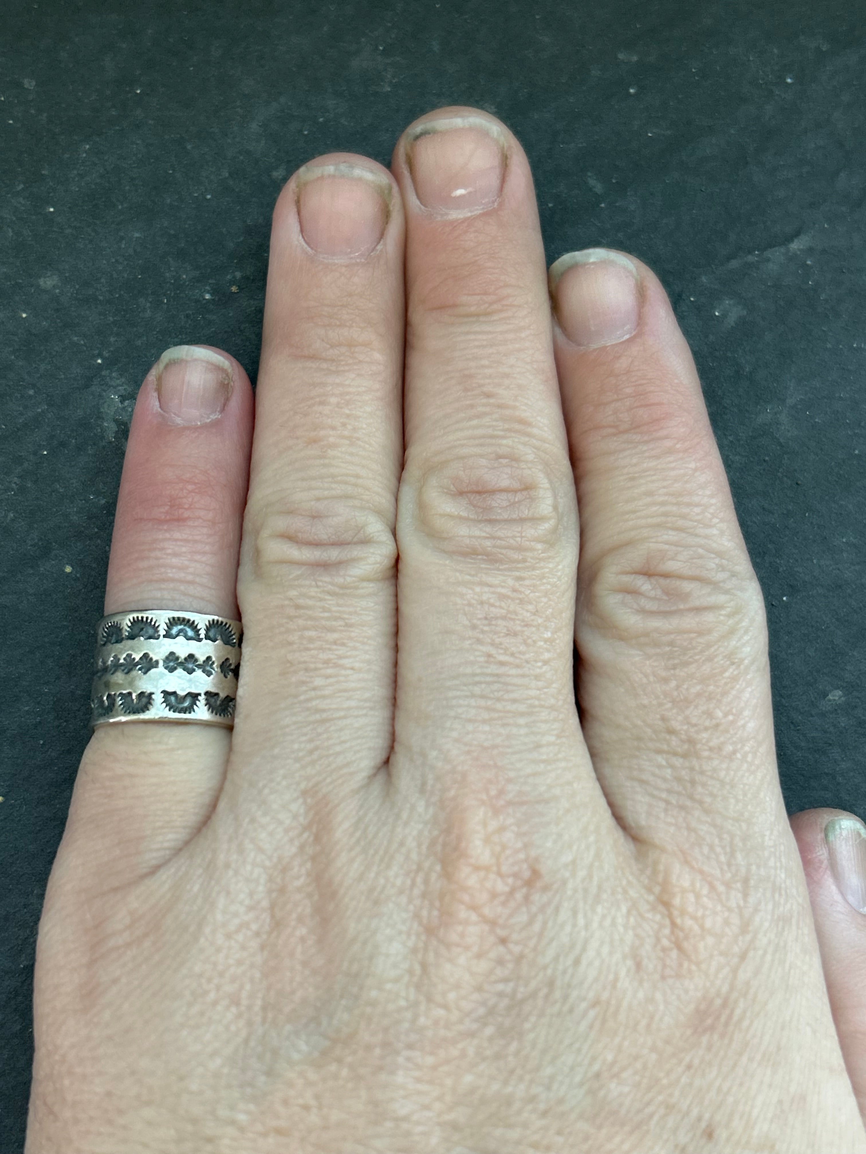 Wide Band Stamped Stacking Ring Size 4.5 Style #2