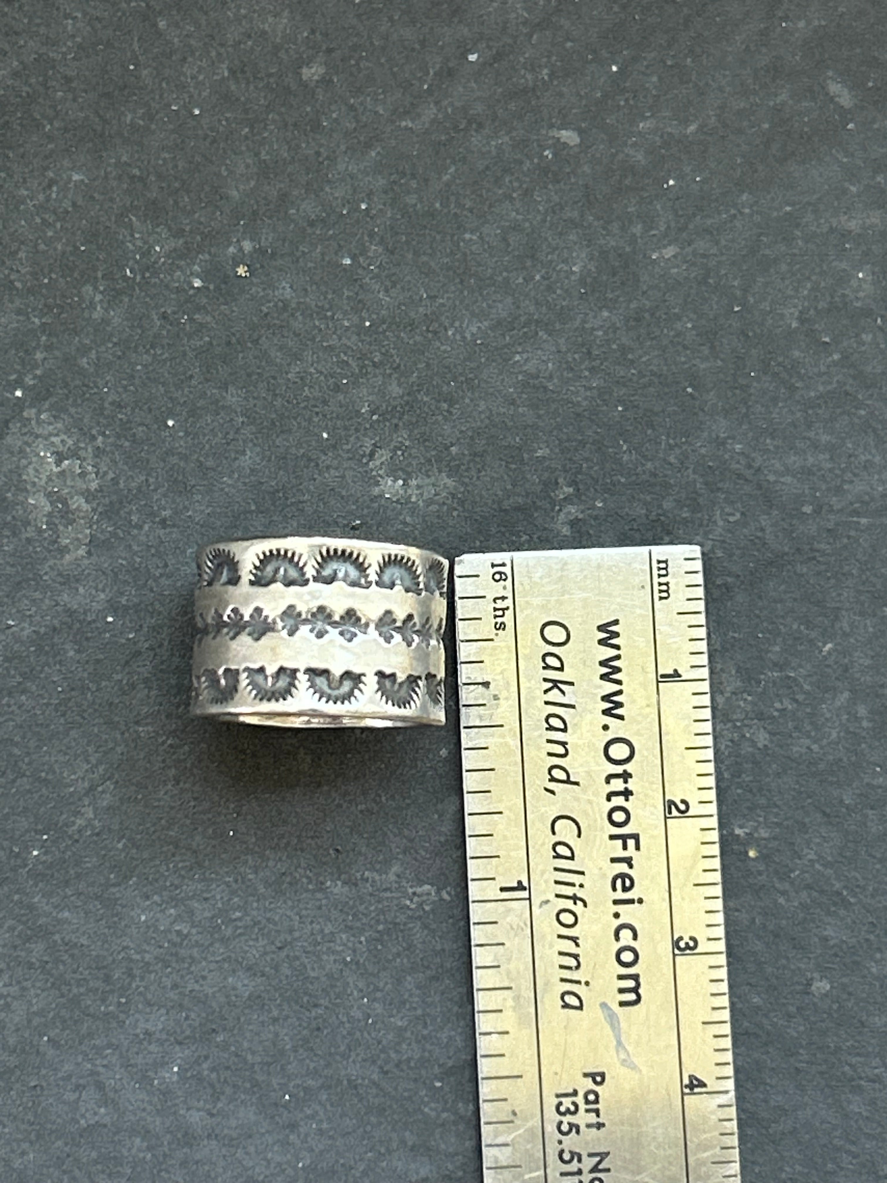 Wide Band Stamped Stacking Ring Size 4.5 Style #2