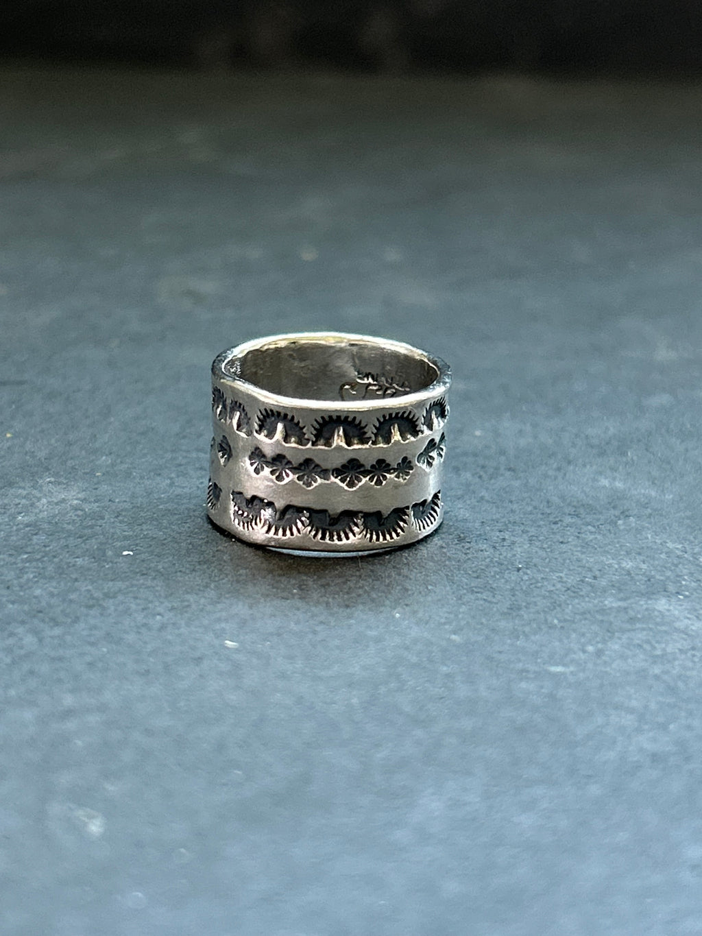 Wide Band Stamped Stacking Ring Size 5 Style #3