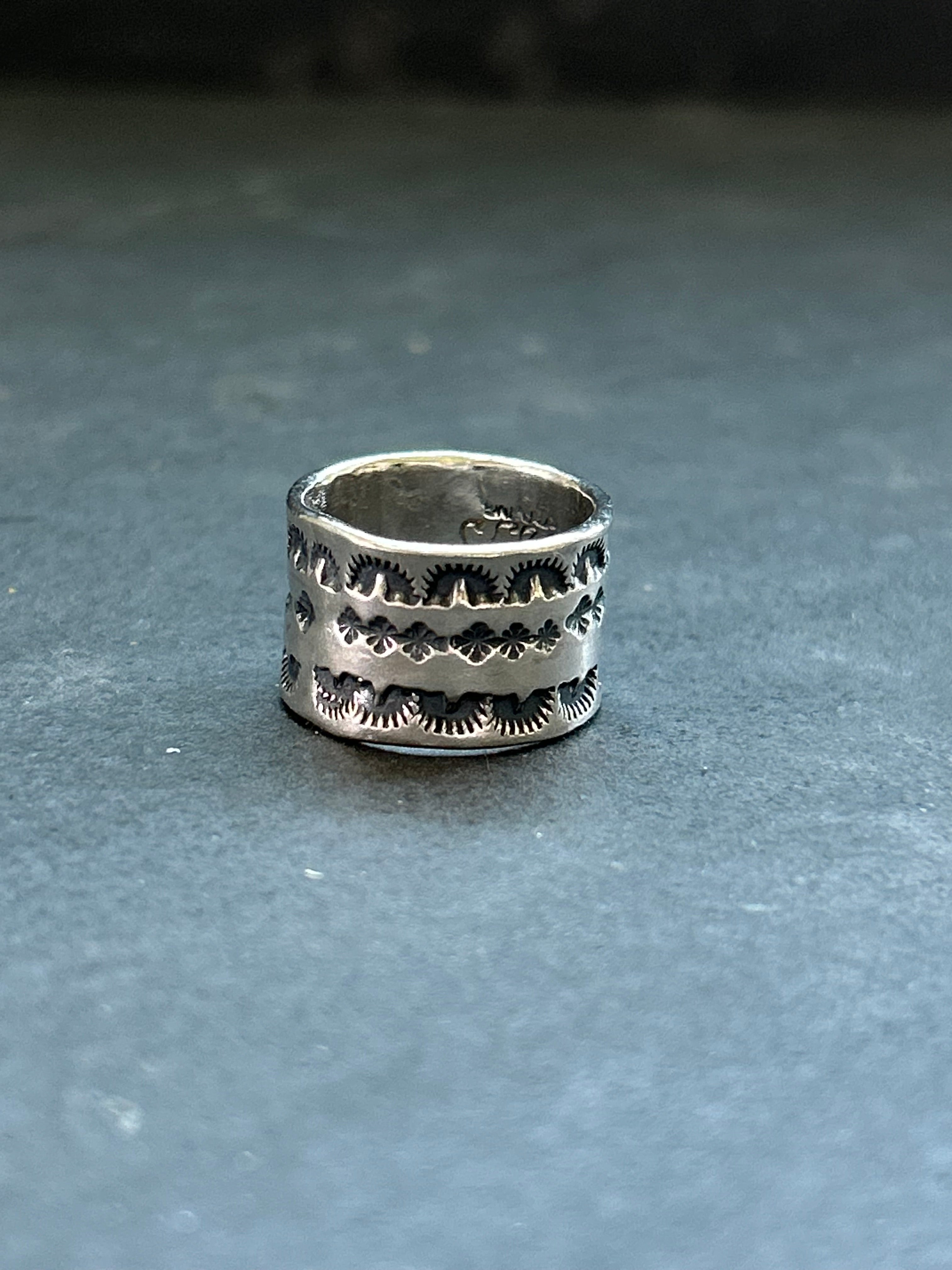 Wide Band Stamped Stacking Ring Size 5 Style #3