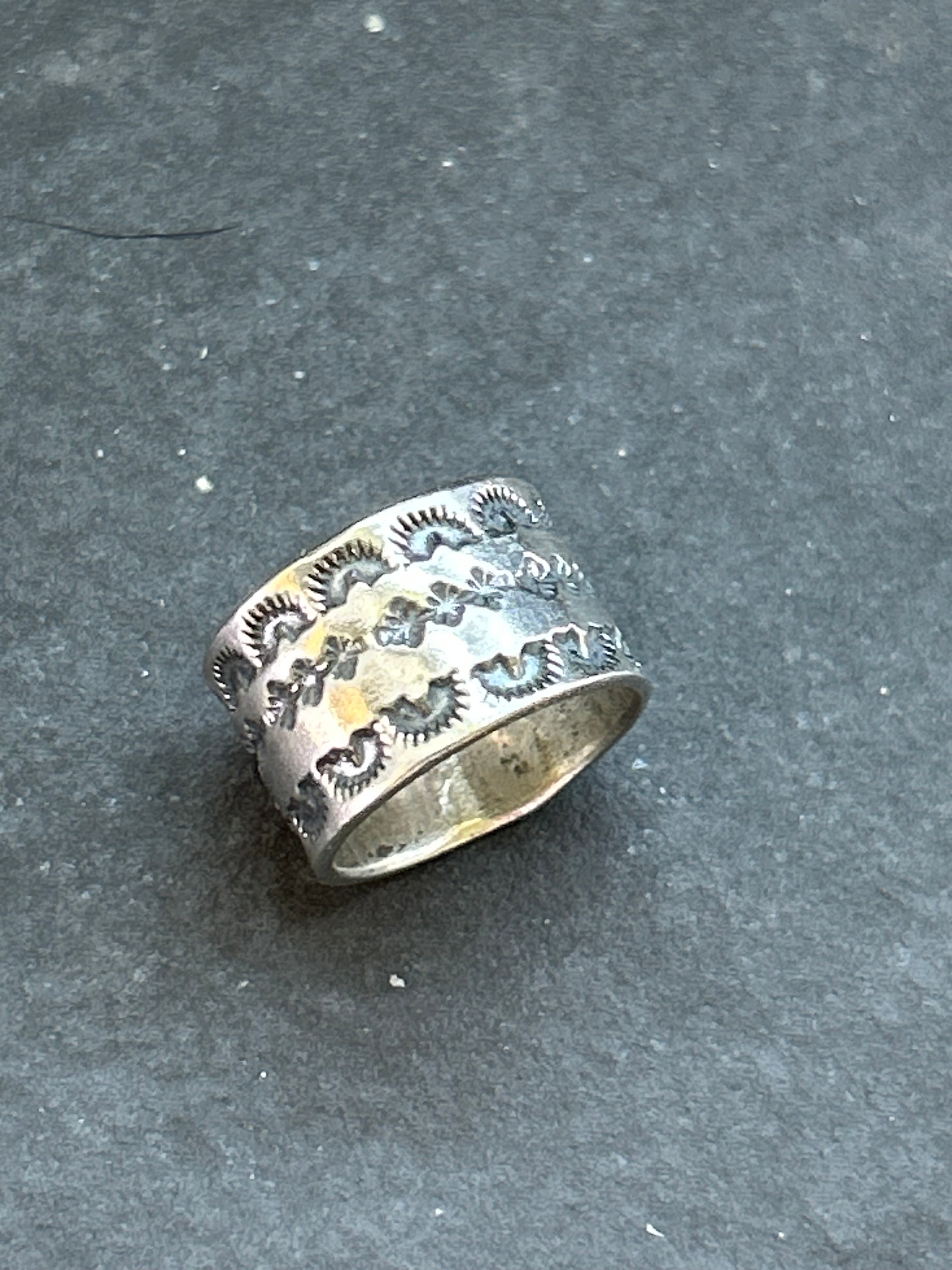 Wide Band Stamped Stacking Ring Size 5 Style #3