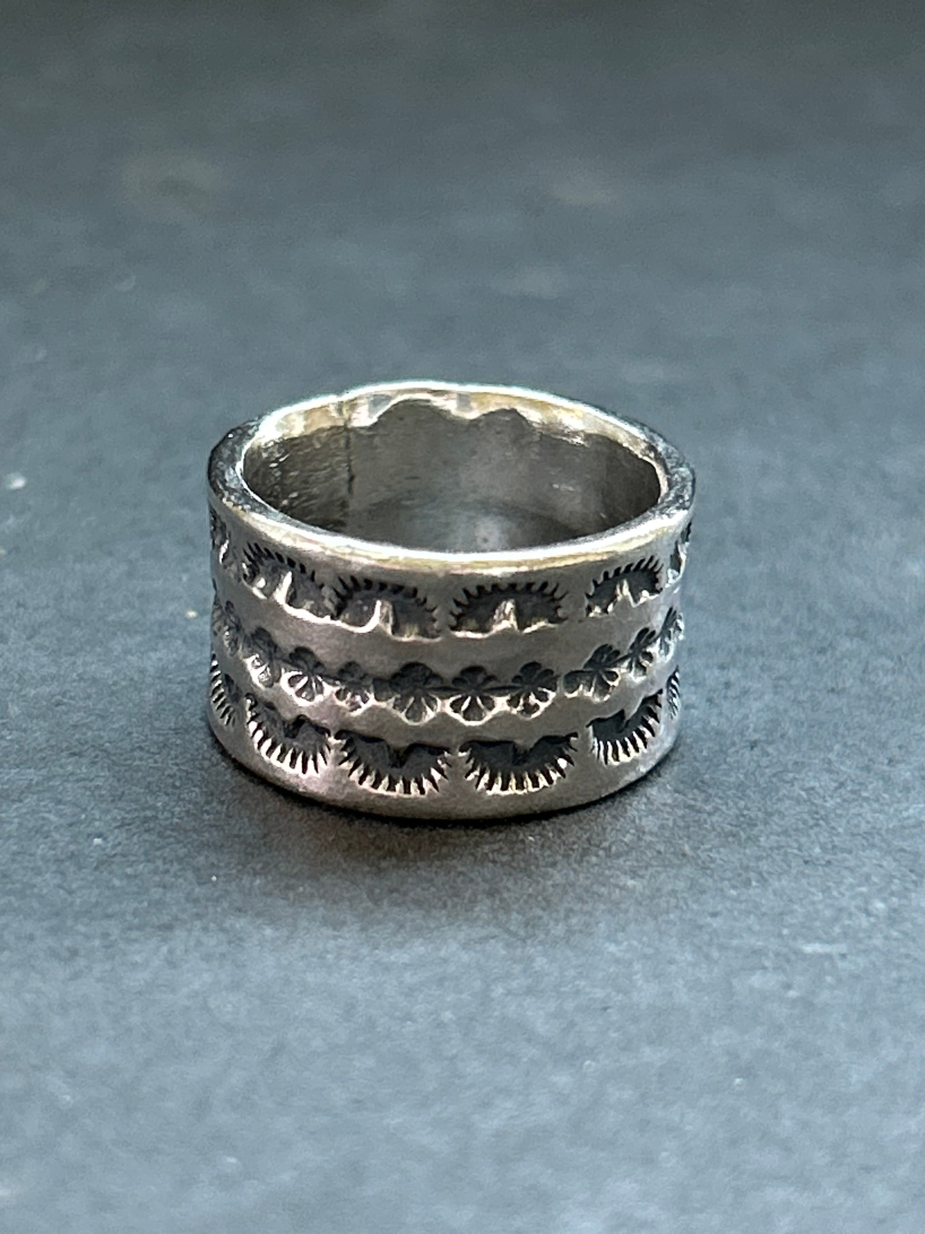 Wide Band Stamped Stacking Ring Size 5.5 Style #5