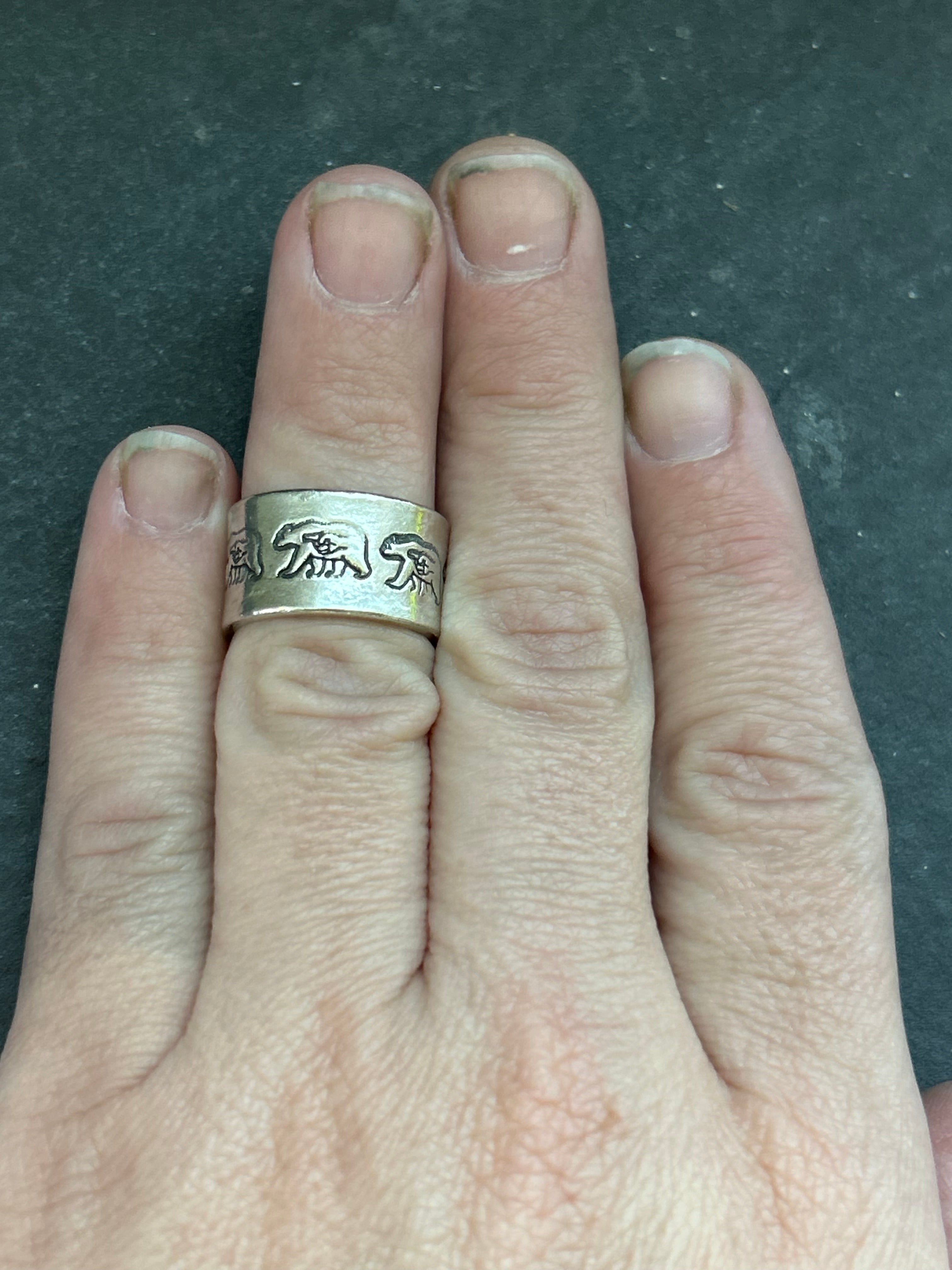 Wide Band Stamped Stacking Ring Size 6.5 Style #7