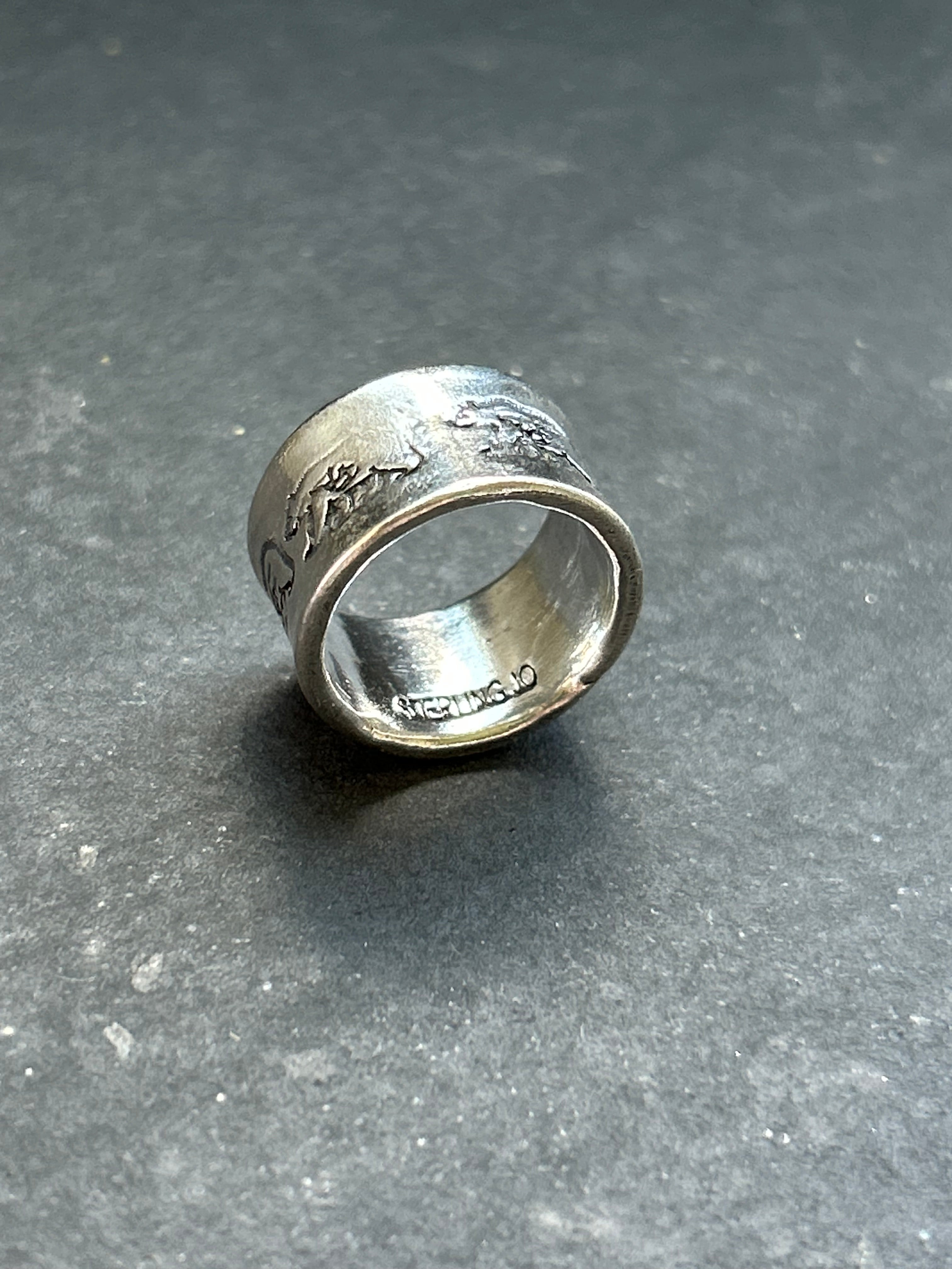 Wide Band Stamped Stacking Ring Size 6.5 Style #8