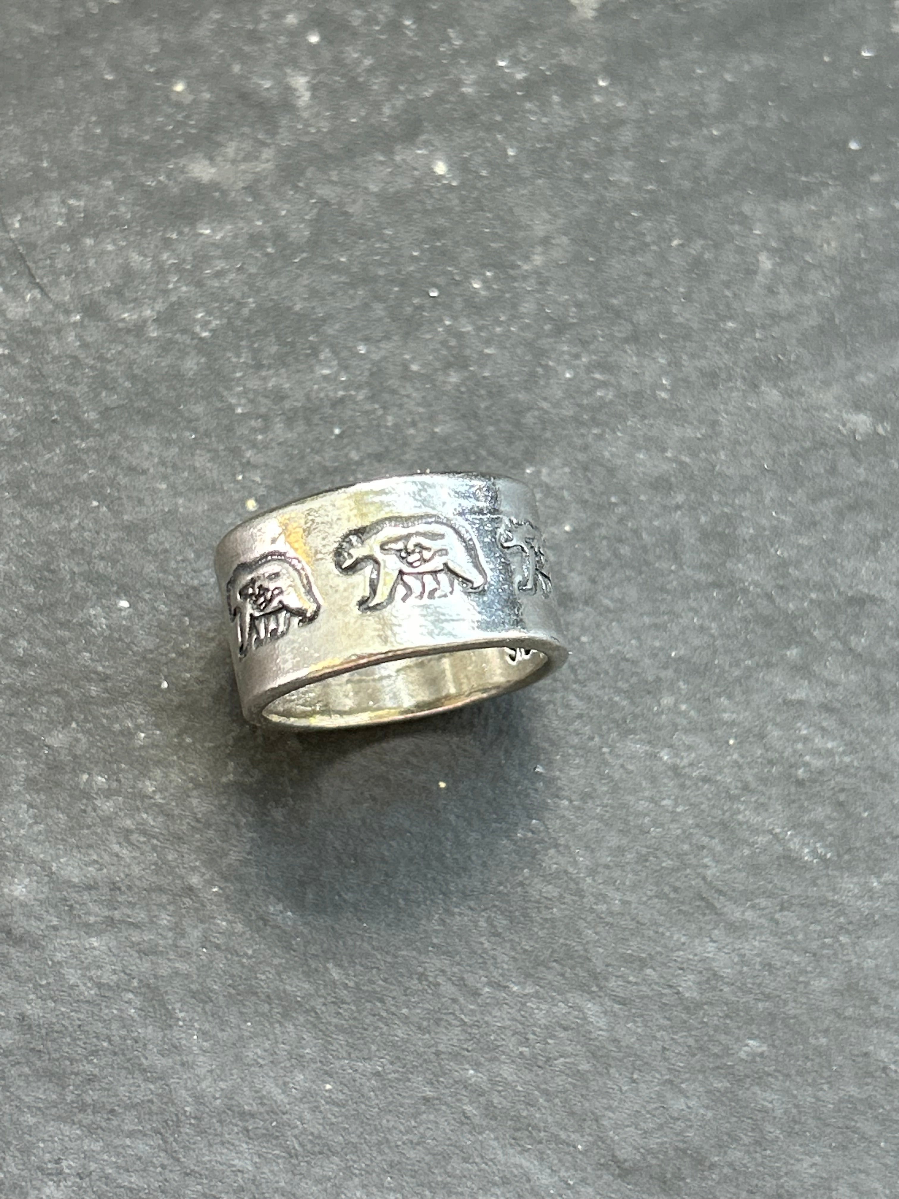 Wide Band Stamped Stacking Ring Size 7.5 Style #9