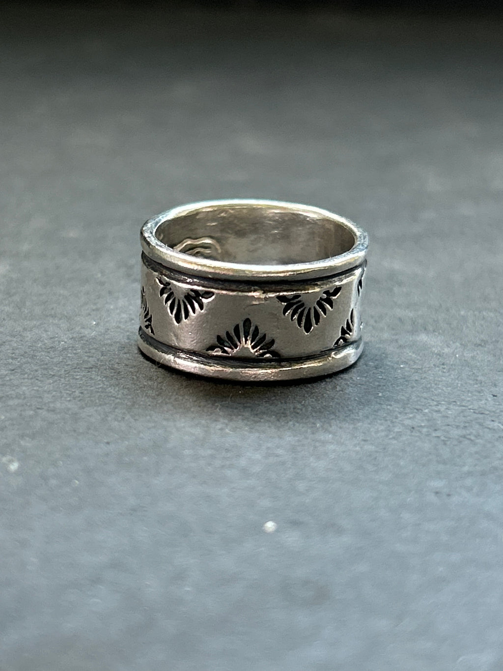 Wide Band Stamped Stacking Ring Size 8.5 Style #10