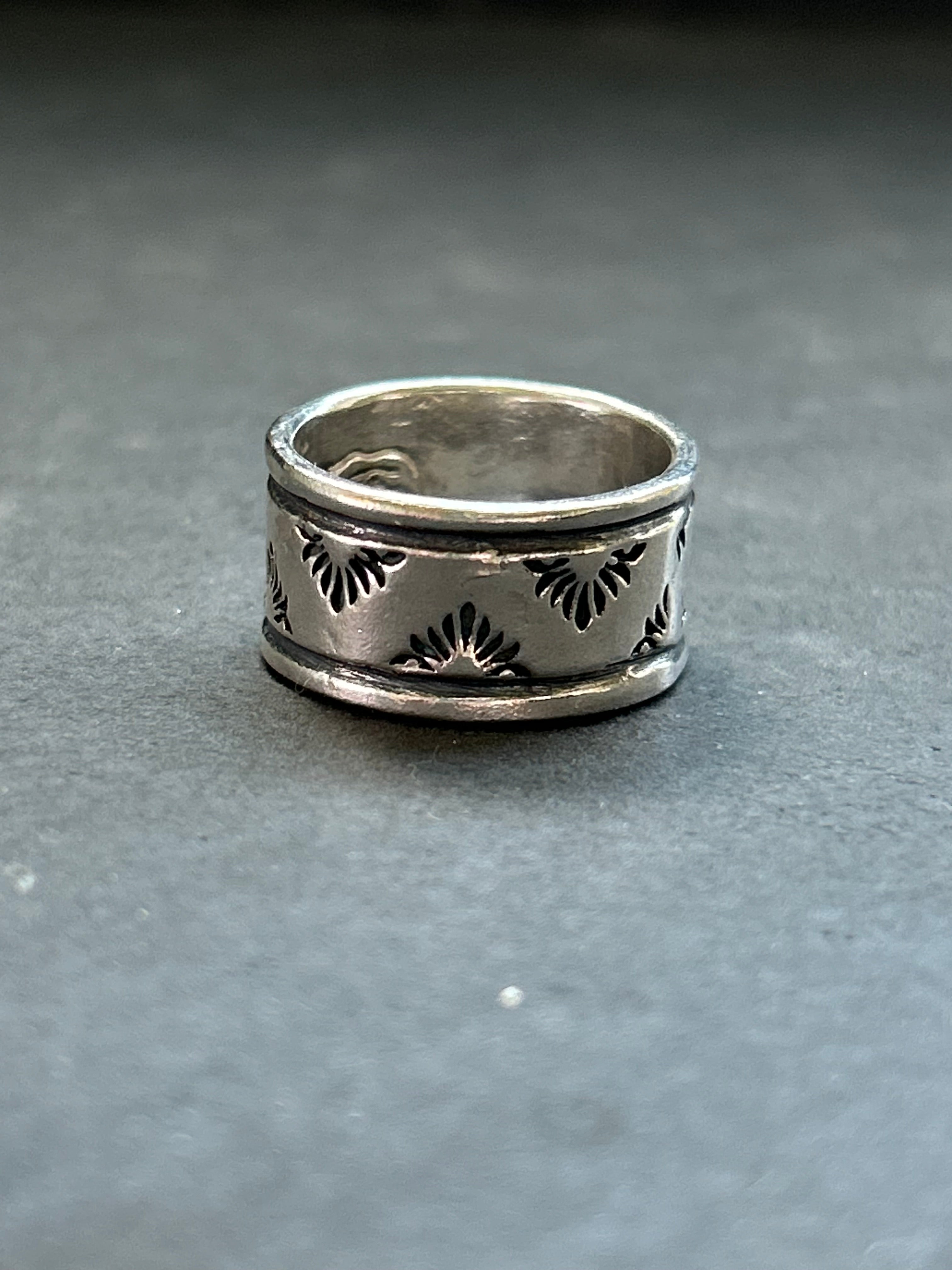Wide Band Stamped Stacking Ring Size 8.5 Style #10