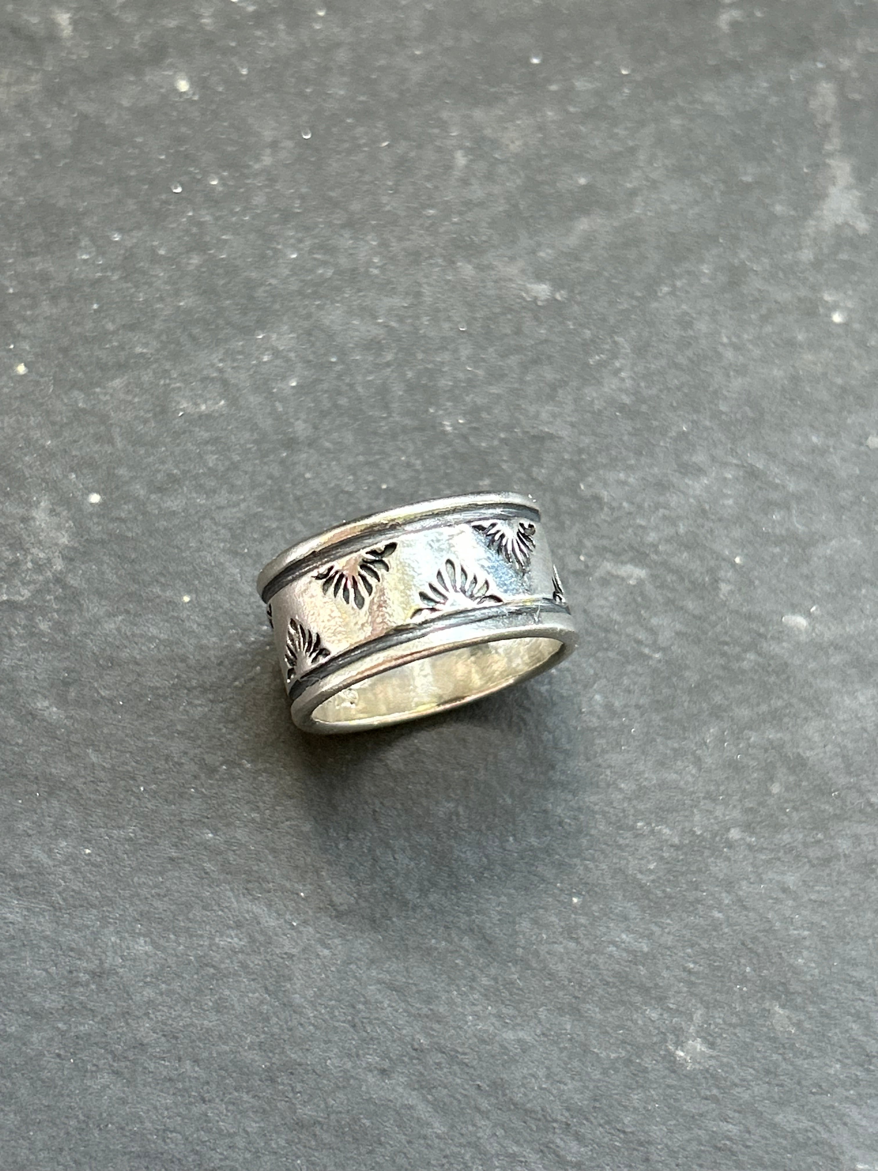 Wide Band Stamped Stacking Ring Size 8.5 Style #10
