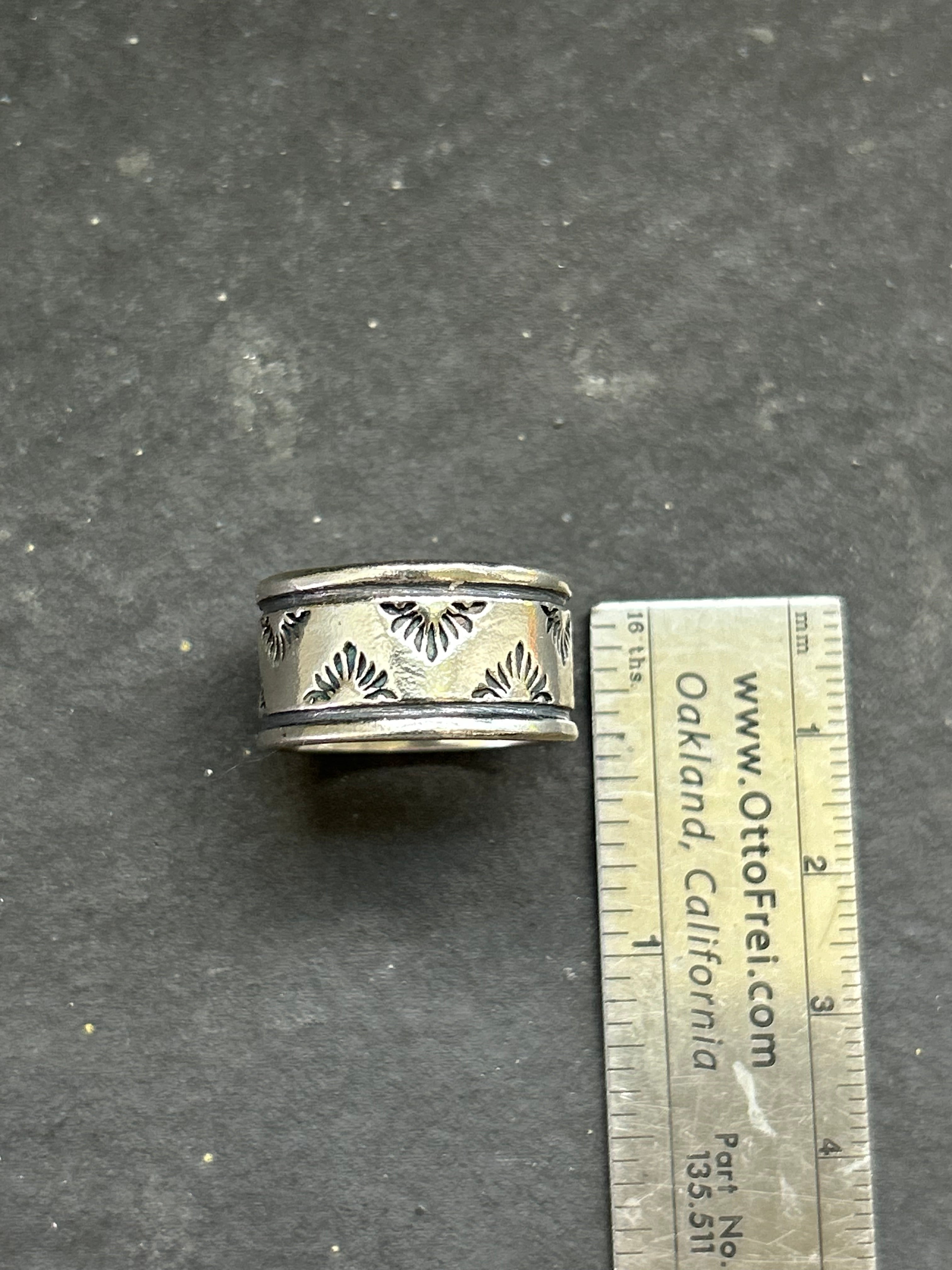Wide Band Stamped Stacking Ring Size 8.5 Style #10