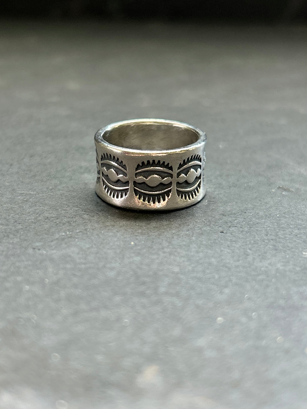 Wide Band Stamped Stacking Ring Size 8.5 Style #13