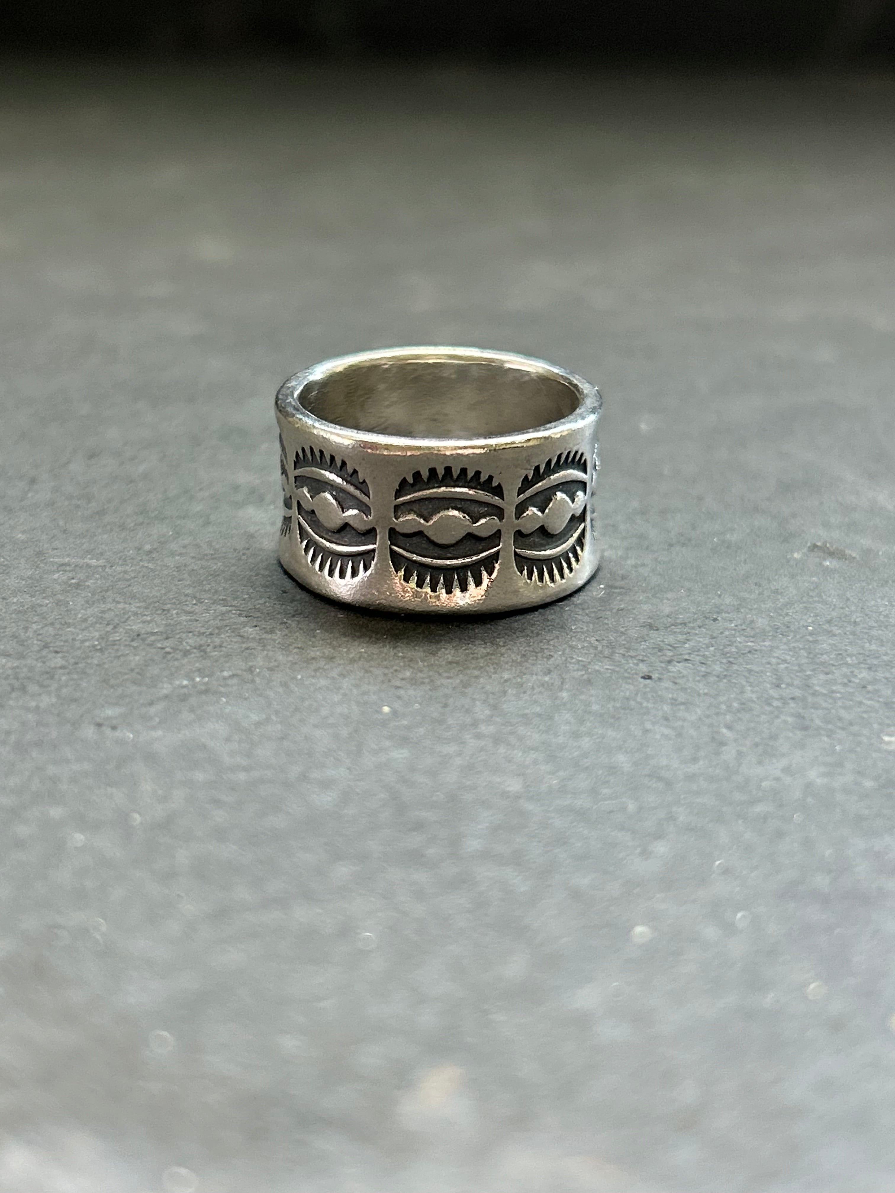 Wide Band Stamped Stacking Ring Size 8.5 Style #13