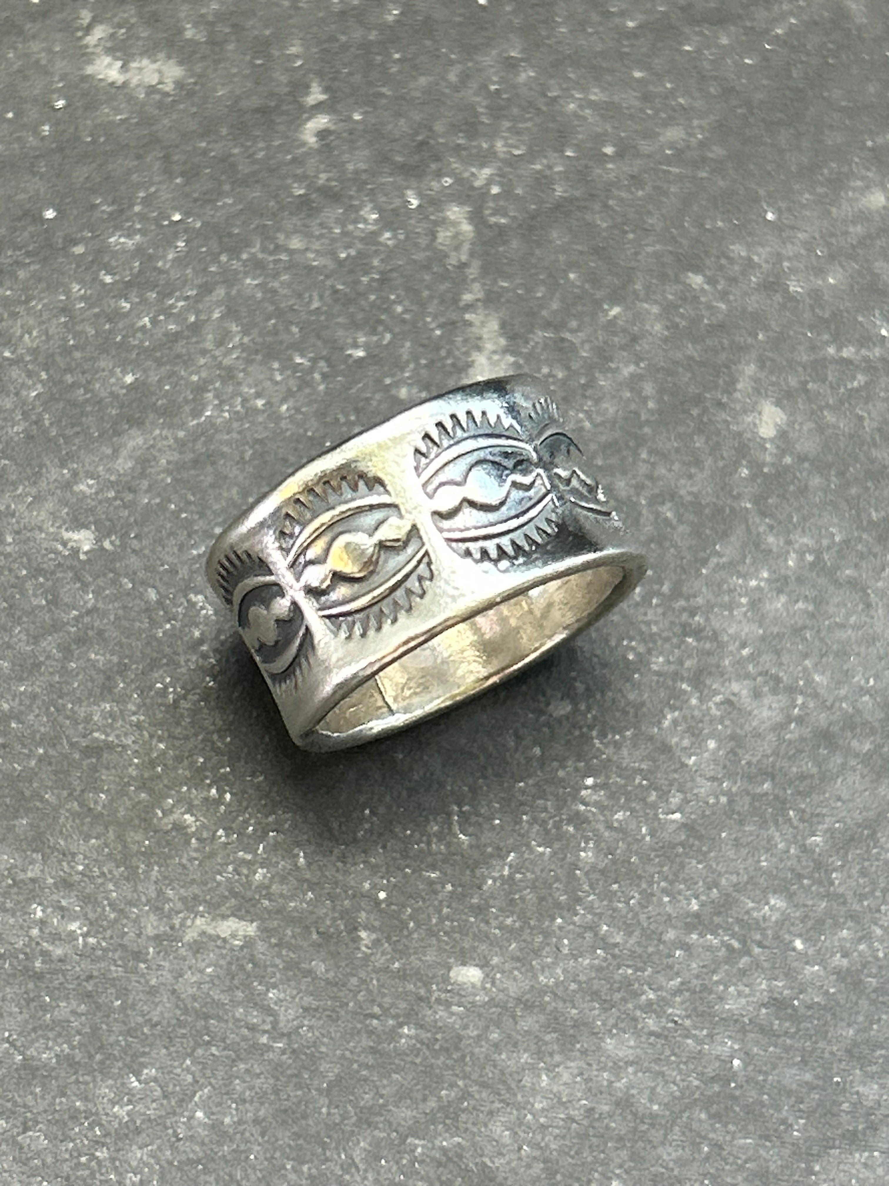 Wide Band Stamped Stacking Ring Size 8.5 Style #13