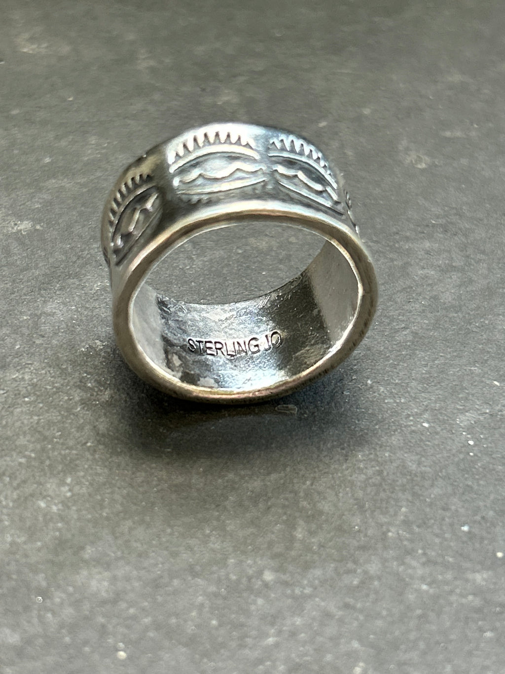 Wide Band Stamped Stacking Ring Size 8.5 Style #13