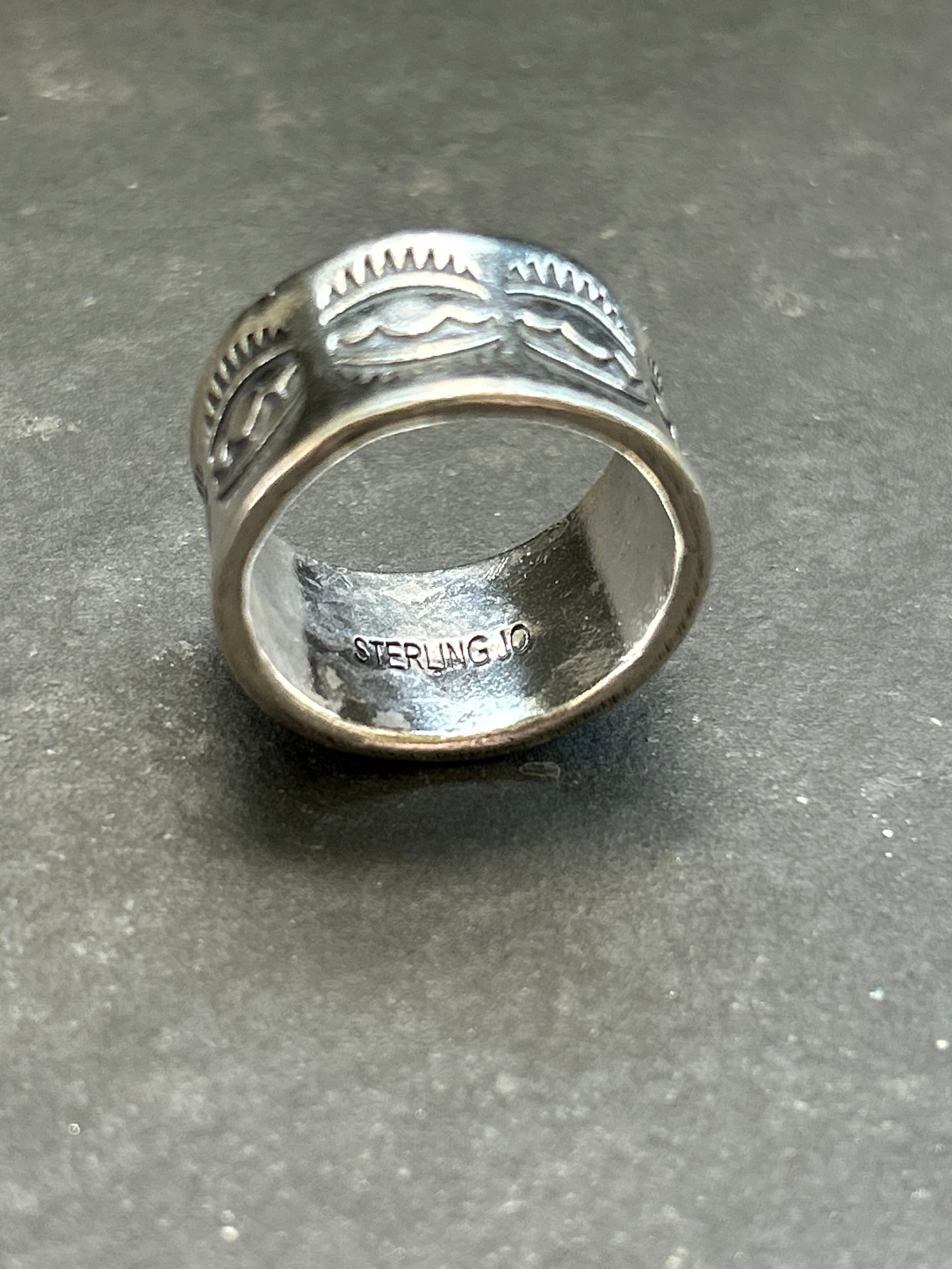 Wide Band Stamped Stacking Ring Size 8.5 Style #13
