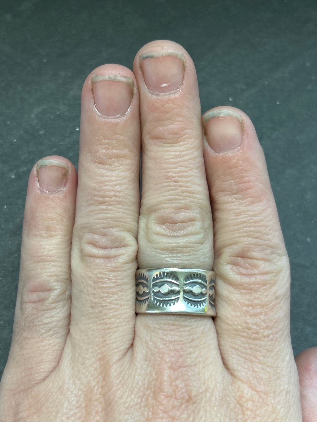 Wide Band Stamped Stacking Ring Size 8.5 Style #13