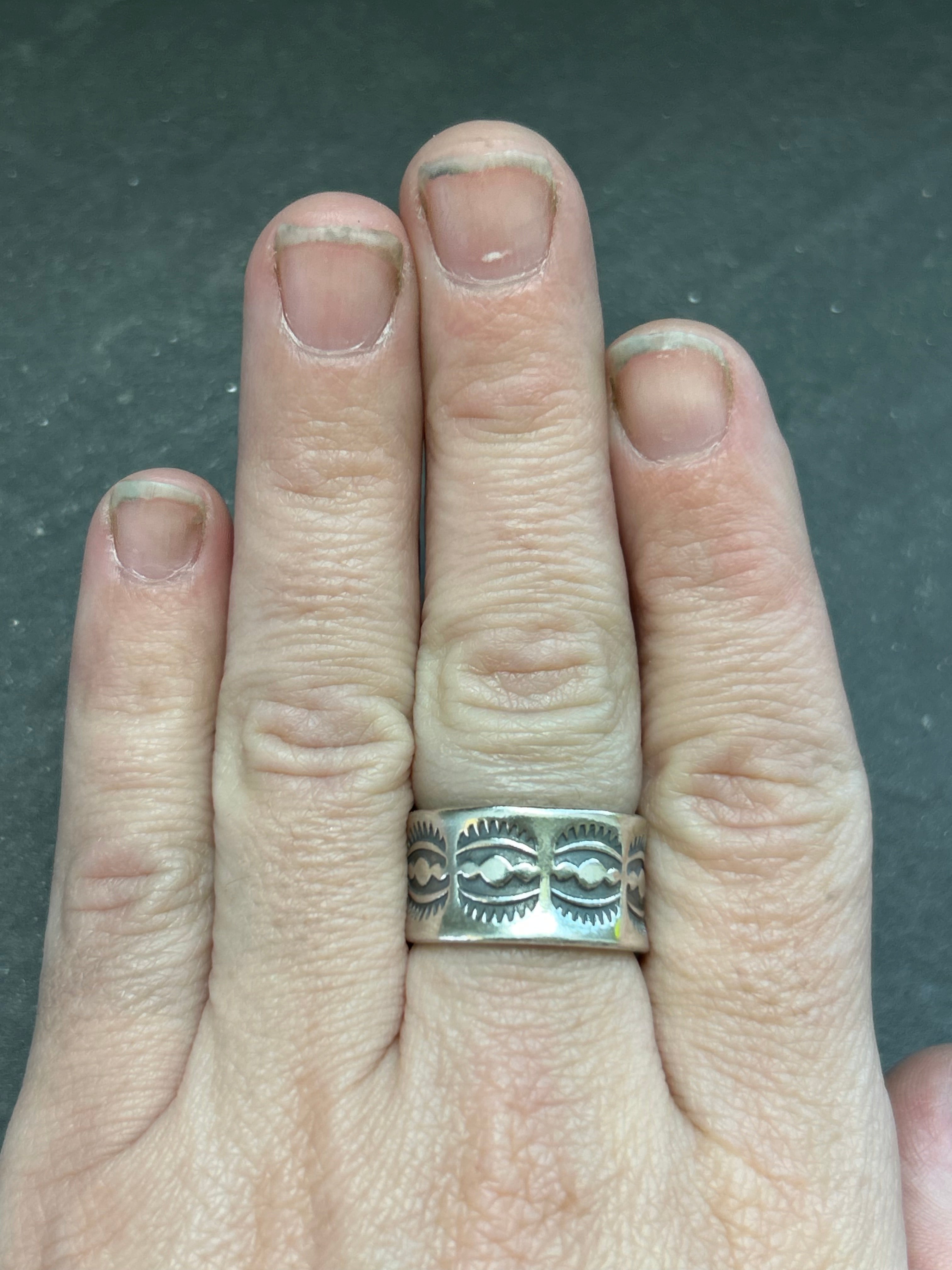Wide Band Stamped Stacking Ring Size 8.5 Style #13