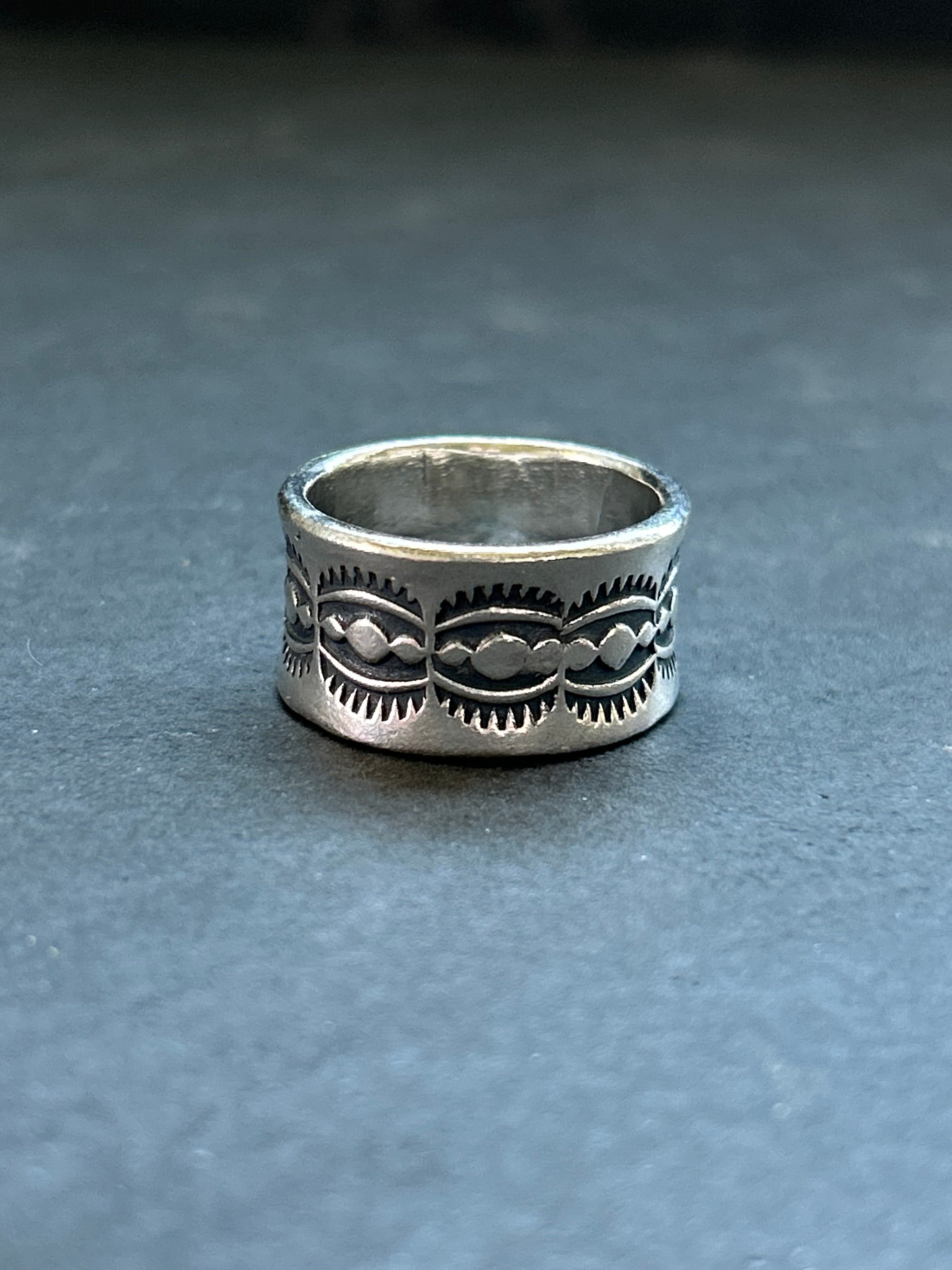 Wide Band Stamped Stacking Ring Size 9 Style #15
