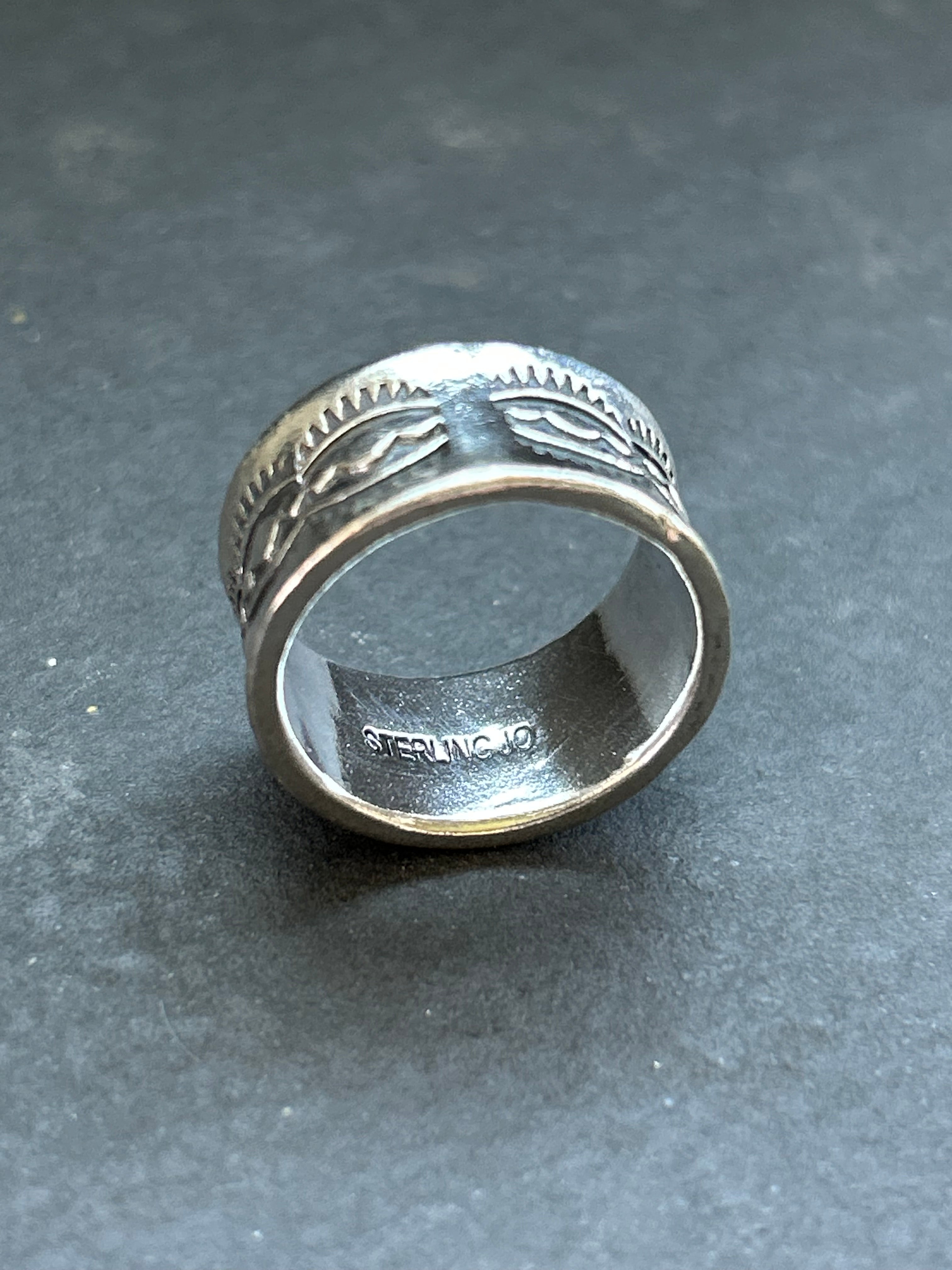 Wide Band Stamped Stacking Ring Size 9 Style #15