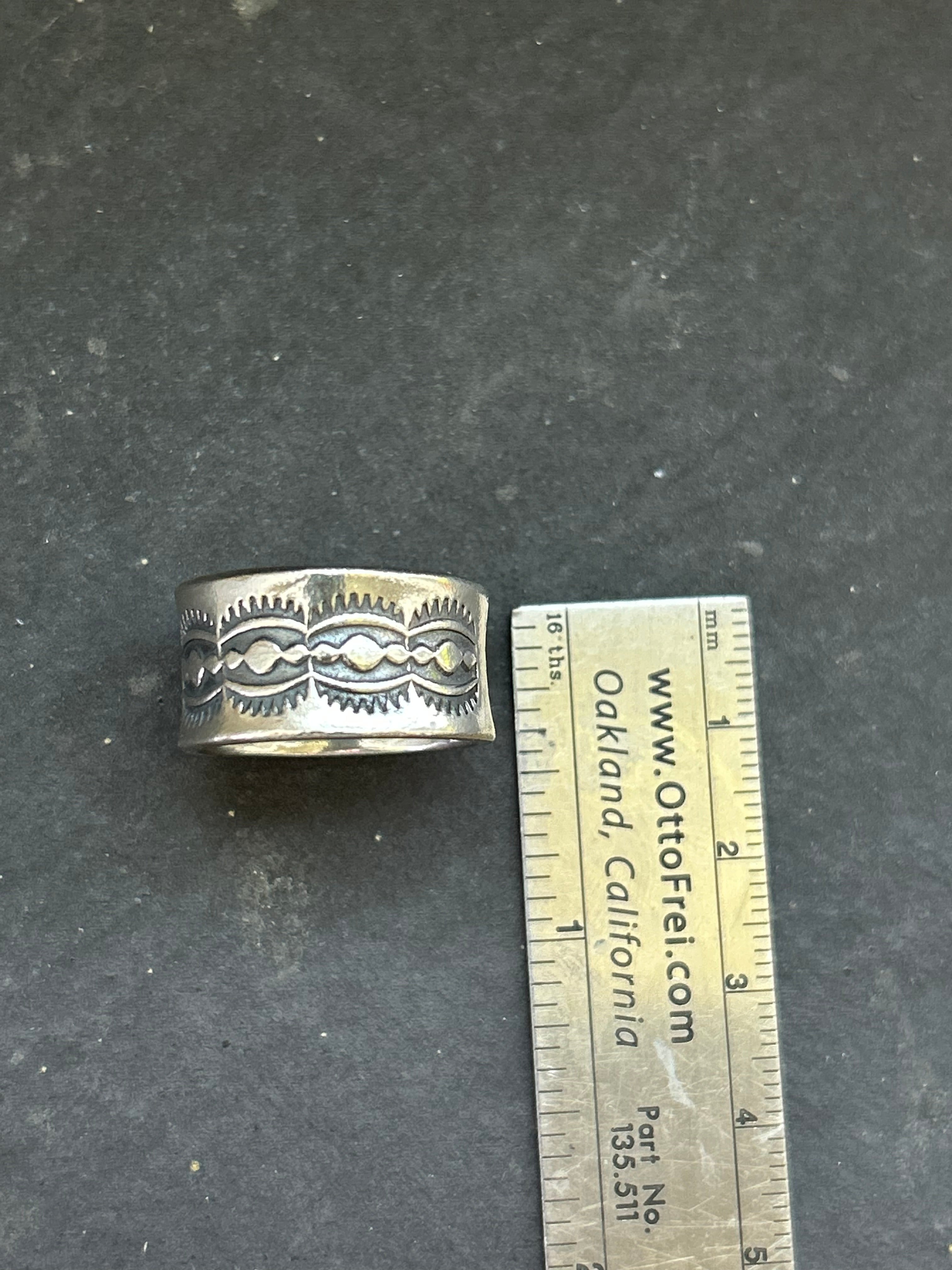 Wide Band Stamped Stacking Ring Size 9 Style #15